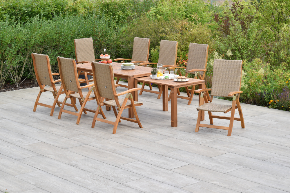 Capri Set, 9tlg., Flex-Ausziehtisch 180/370 x 90 cm