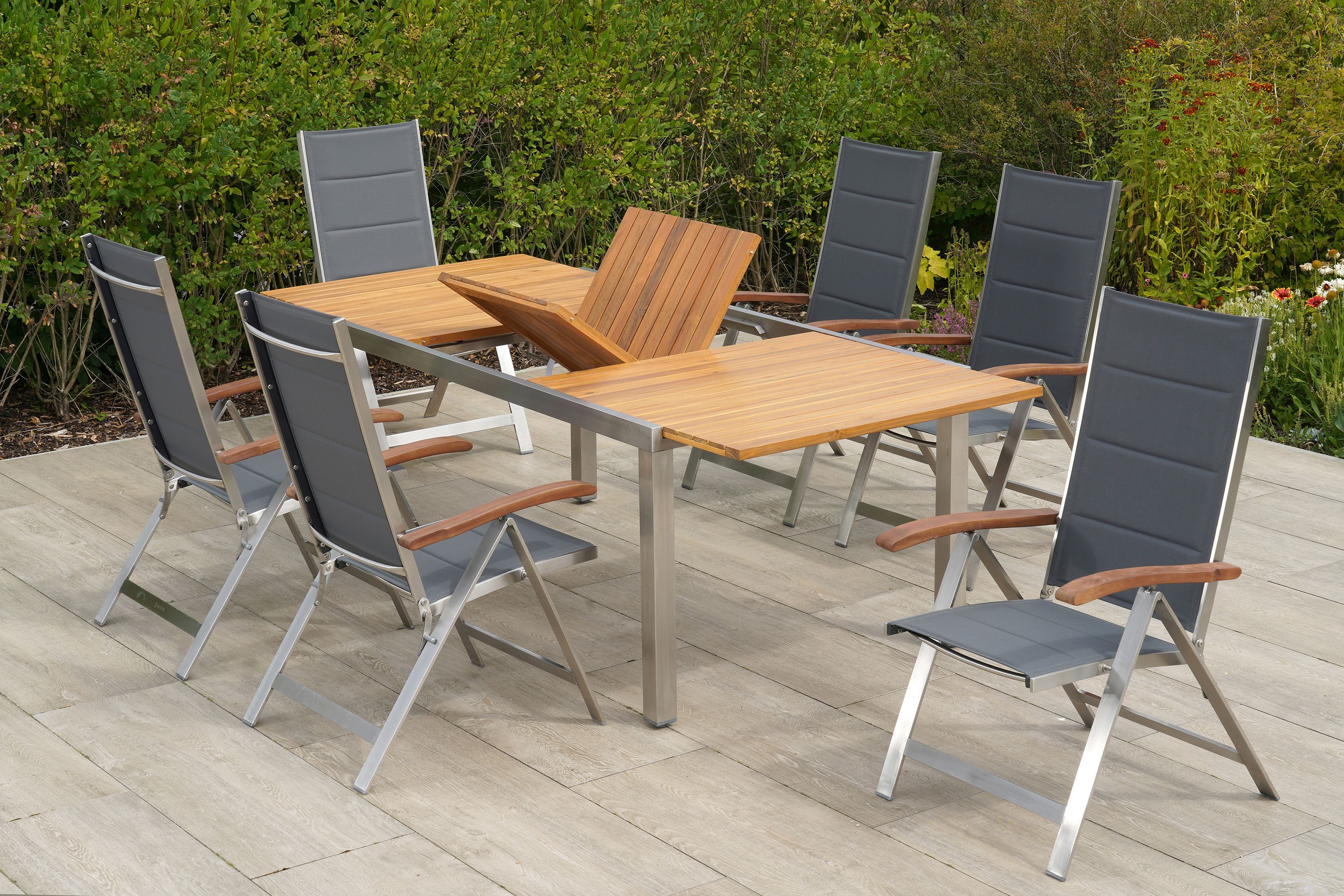 Ferrara-Set-7tlg-6x-26220-309-22125-011-SS-HD-3 Ferrara Set, 7tlg., 6 Klappsessel, Ausziehtisch 180/240 x 100 cm, Tischplatte aus Akazienholz
