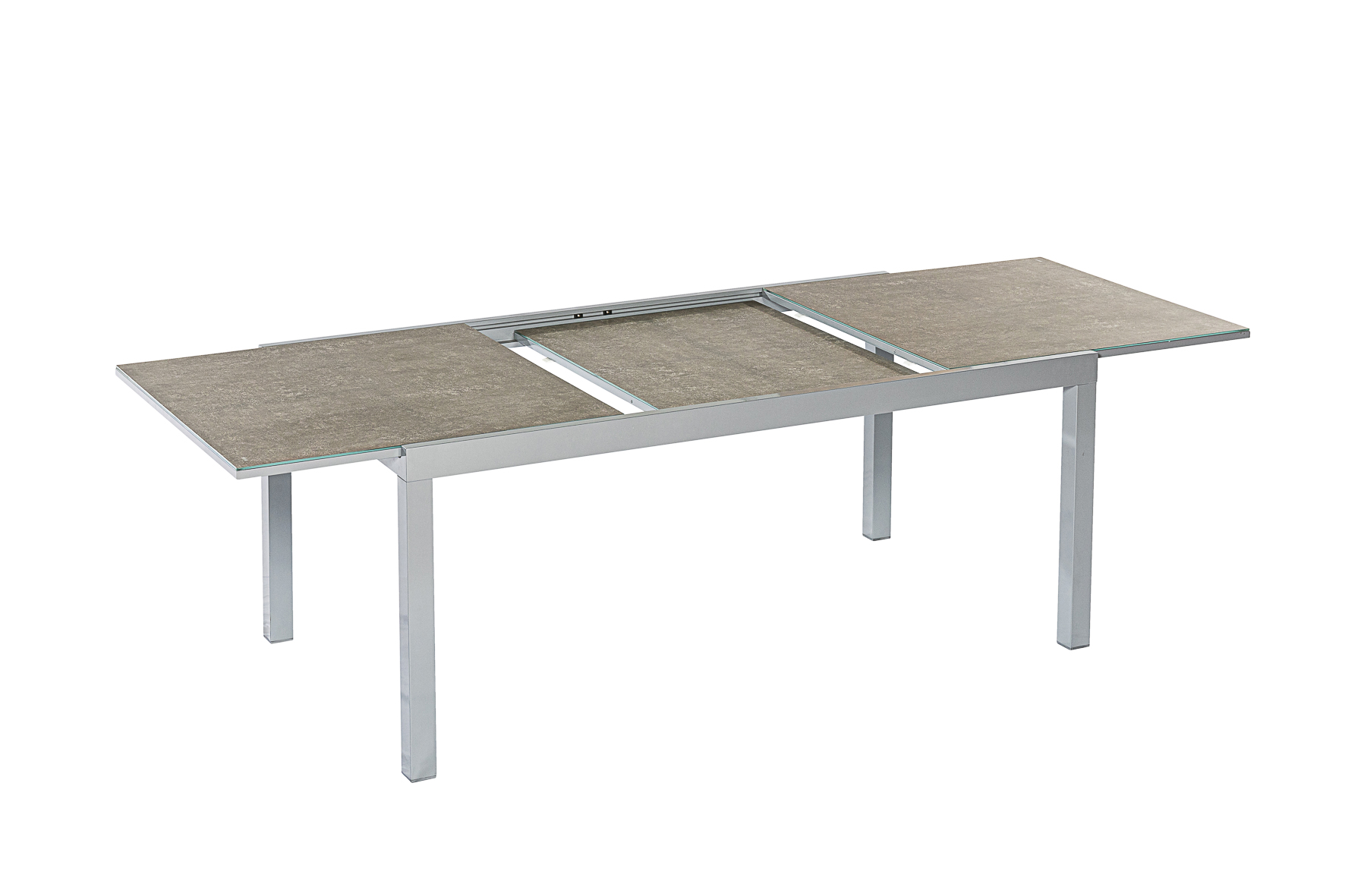 Semi-Ausziehtisch, 180/250 x 100 cm, silber