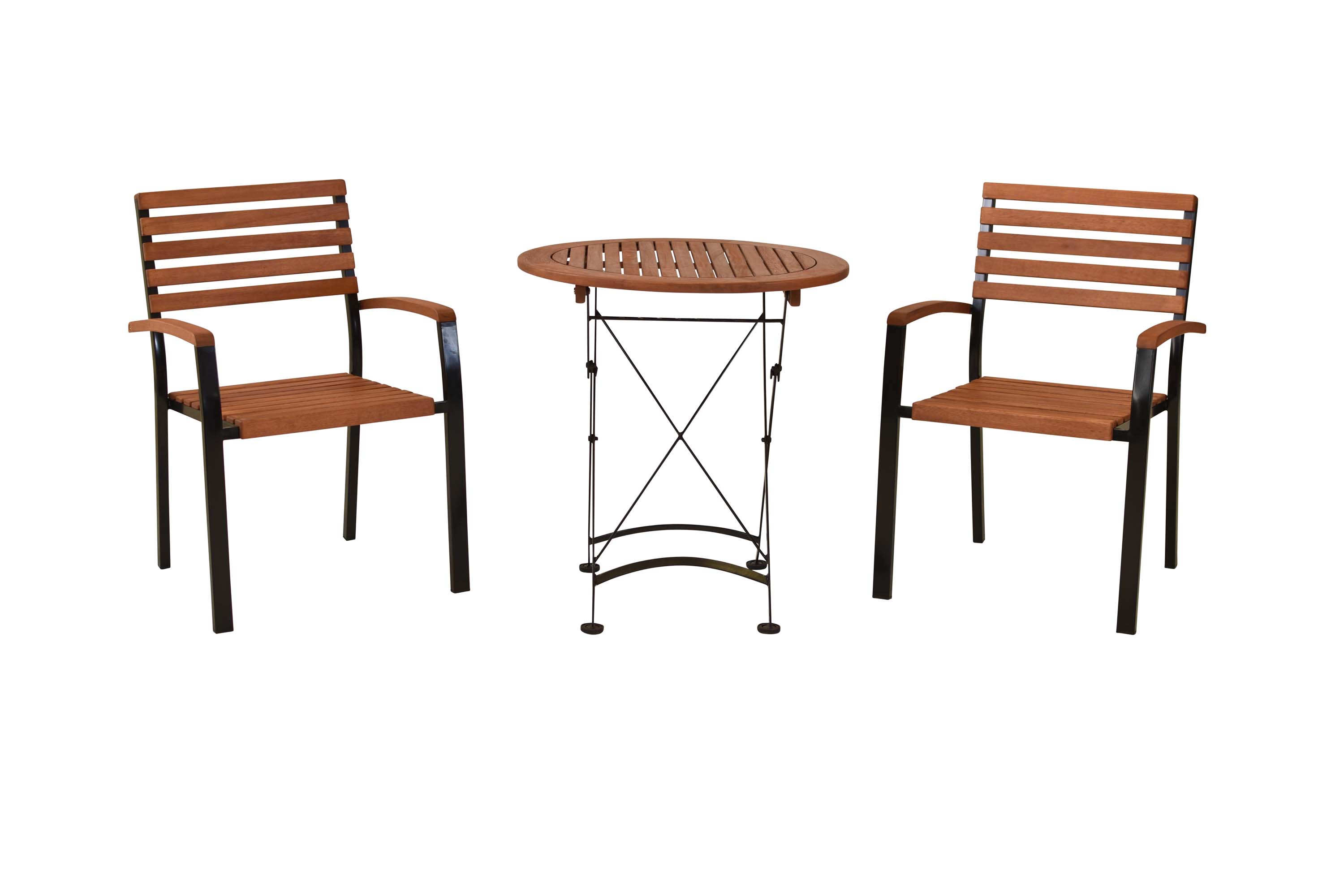 Schlossgarten Set 3tlg., 2 Stapelsessel, Klapptisch rund Ø 70 cm Schlossgarten Set 3tlg., 2 Stapelsessel, Klapptisch rund Ø 70 cm