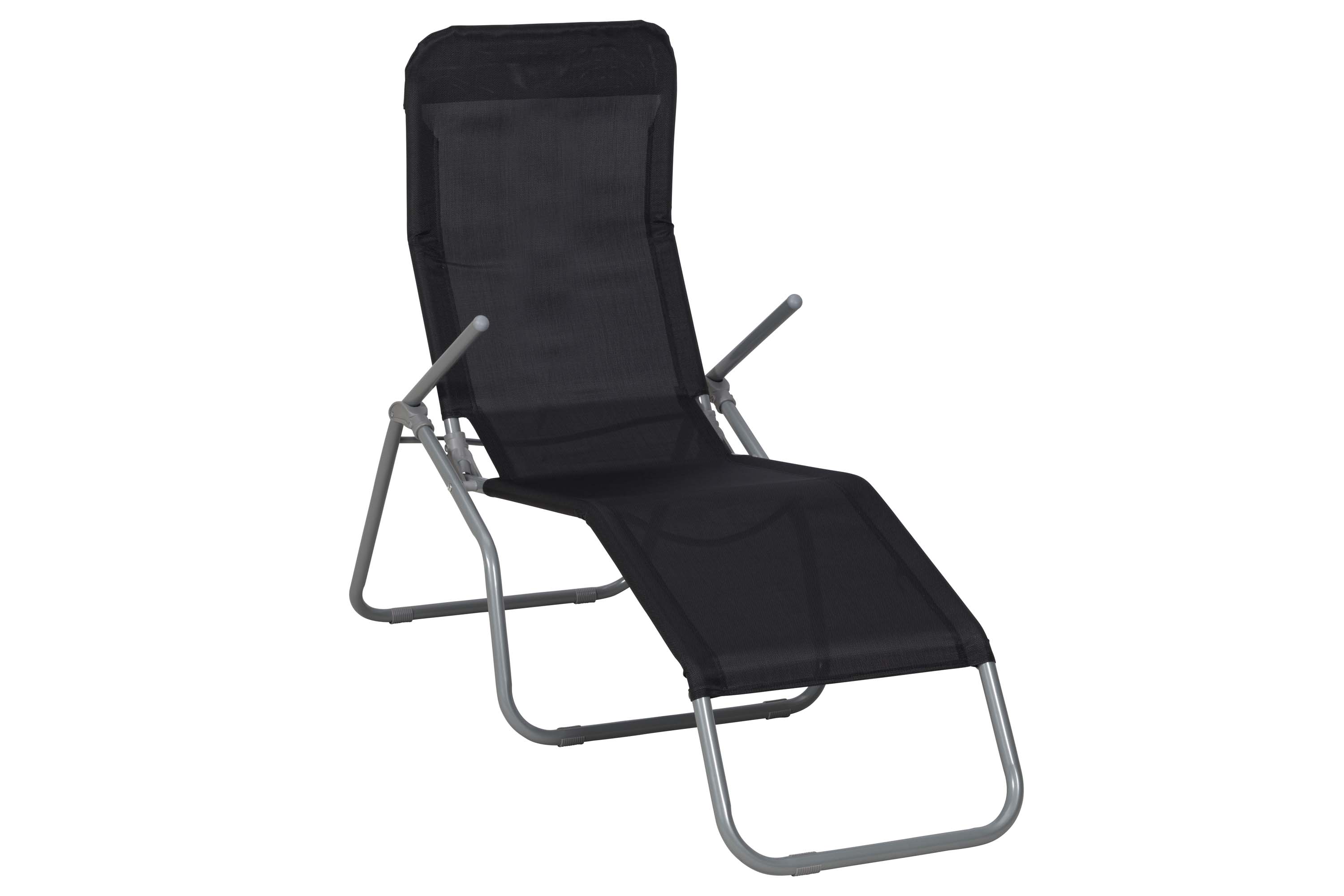 Wellnessliege XXL 2er Set, inkl. Kopfkissen, schwarz