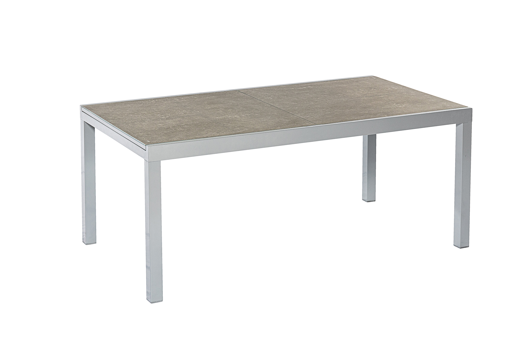 Semi-Ausziehtisch, 180/250 x 100 cm, silber