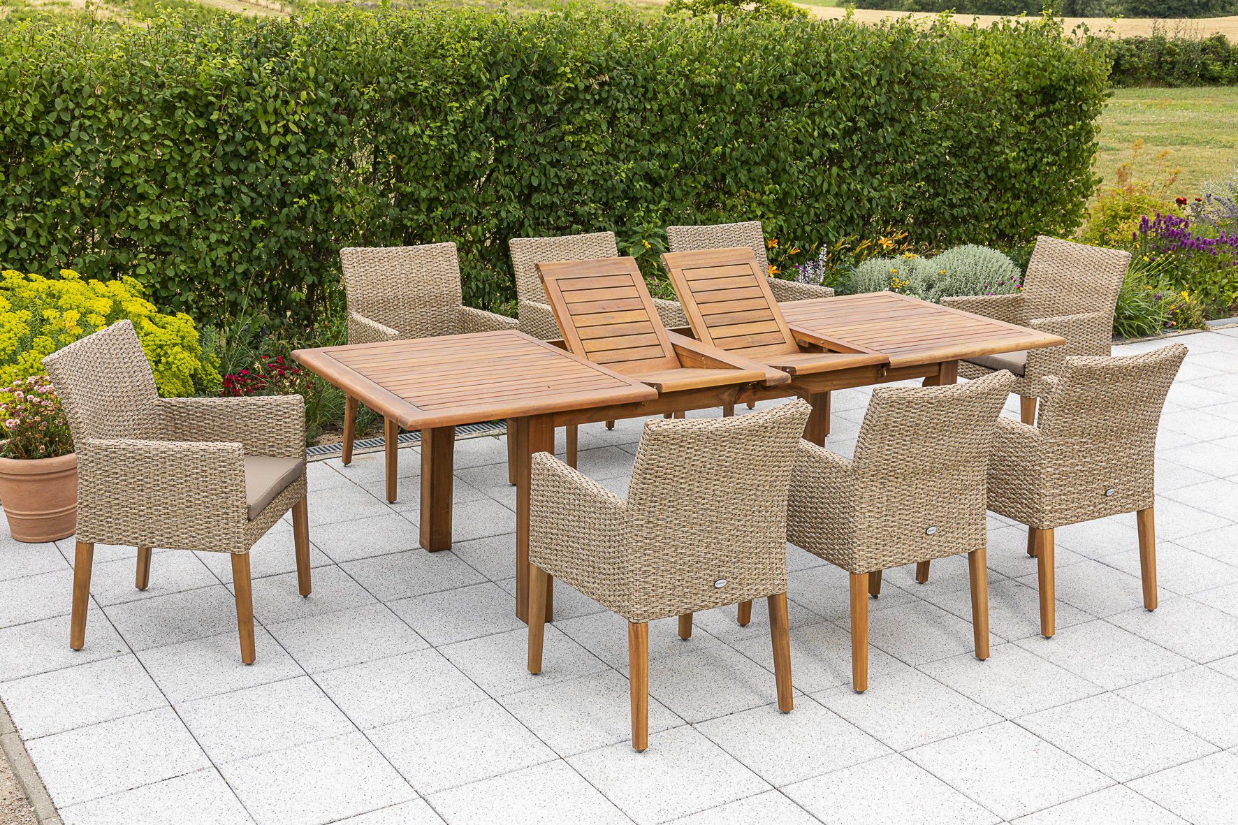 50446-259-2 Ranzano Set 9tlg. Doppelausziehtisch 180/260 x 100 cm