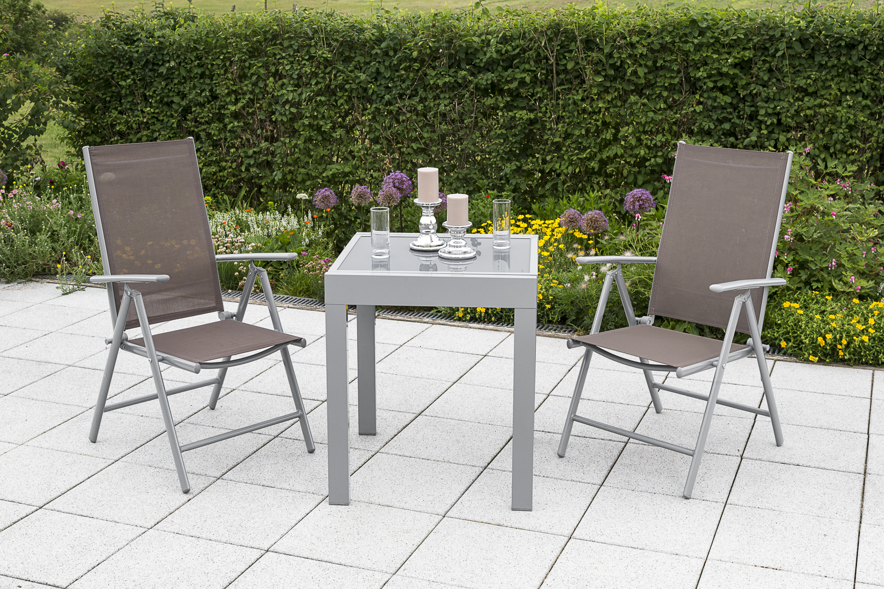 Amalfi Set, 3tlg., Ausziehtisch 65/130 x 65 cm Amalfi Set, 3tlg., Ausziehtisch 65/130 x 65 cm