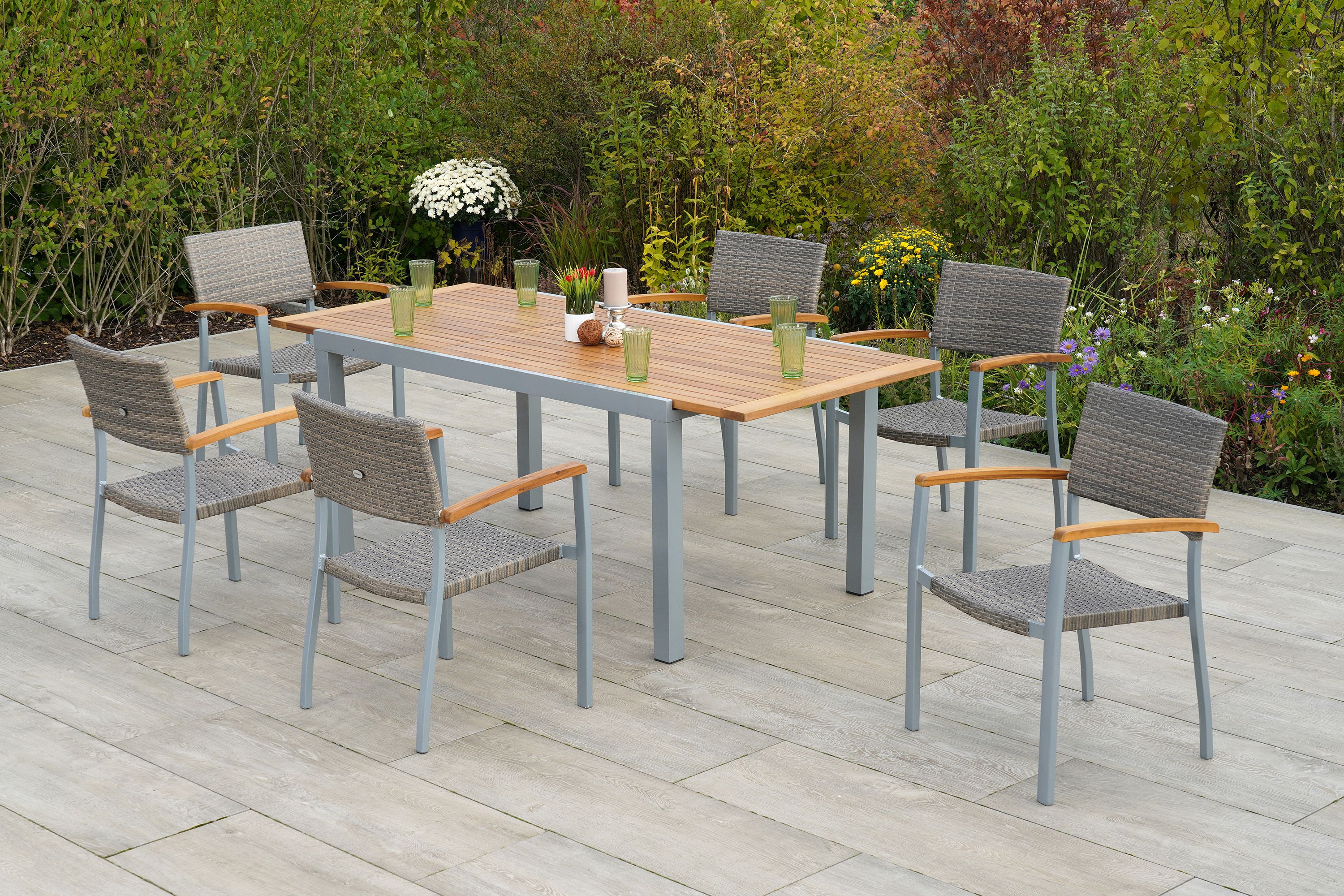 Silano Set, 7tlg., Ausziehtisch 150/200 x 90 cm 