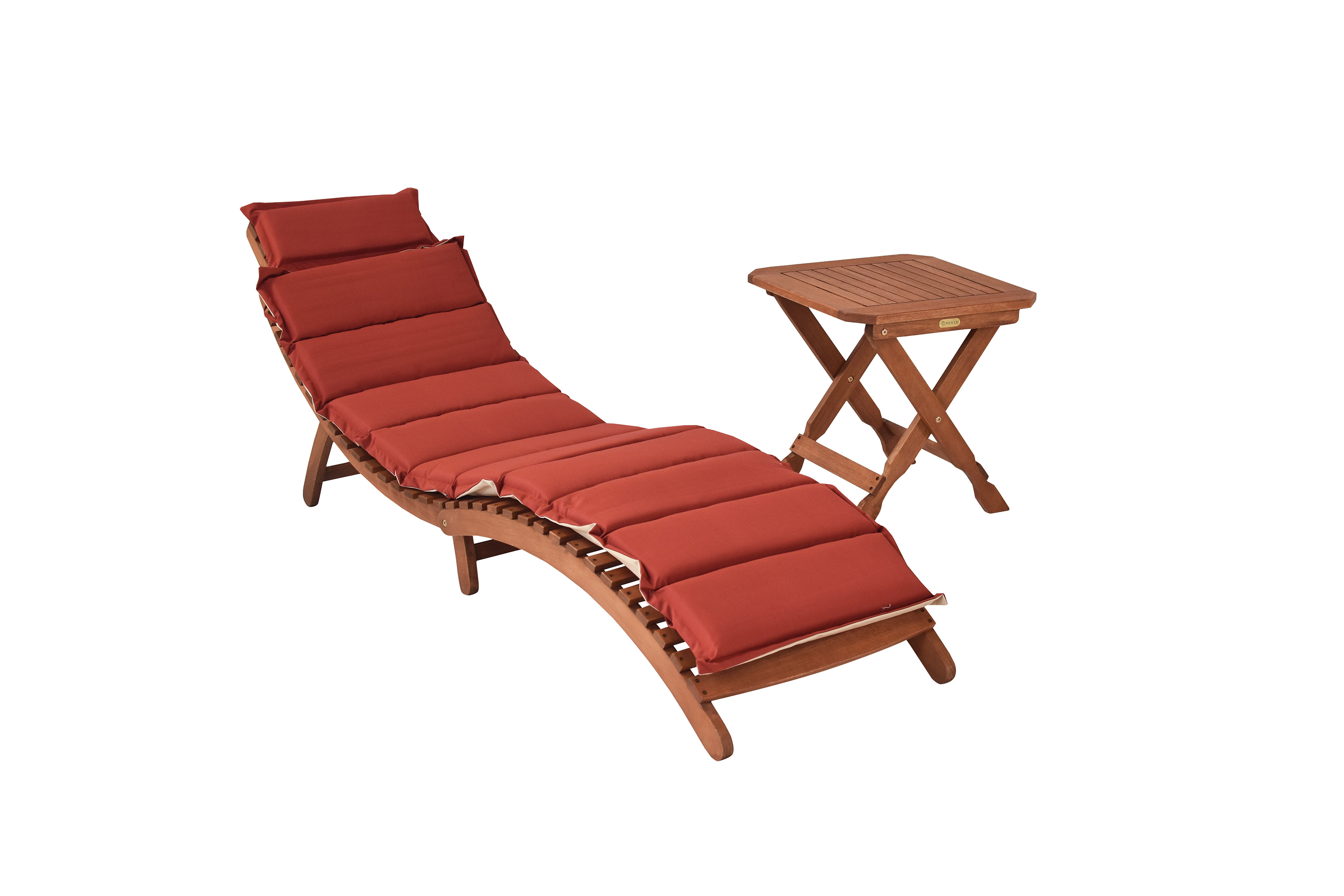 Ipanema Set 2tlg., 1 Liege, Hocker 50 x 50 cm, inkl. Kissen, rot/beige