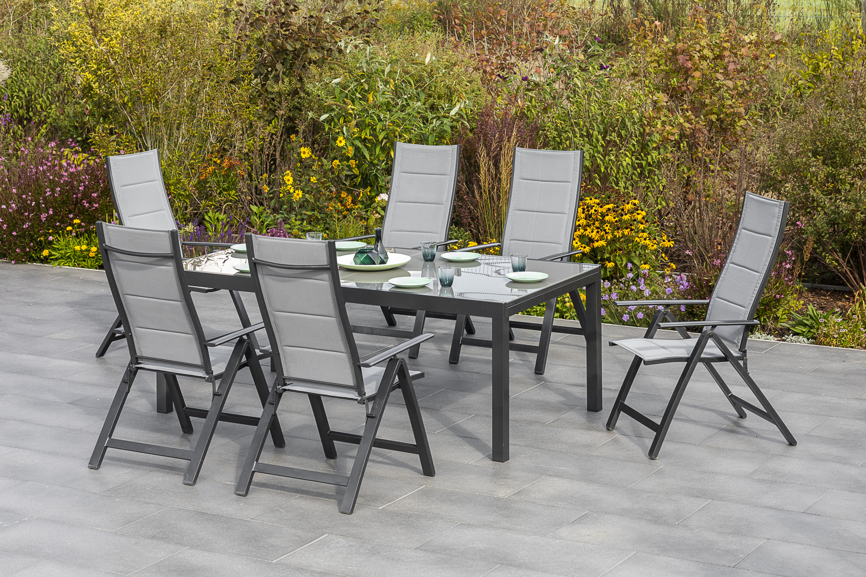 Florenz Set 7tlg., 6 Klappsessel, Ausziehtisch 200 (300) x 110 cm Florenz Set 7tlg., 6 Klappsessel, Ausziehtisch 200 (300) x 110 cm
