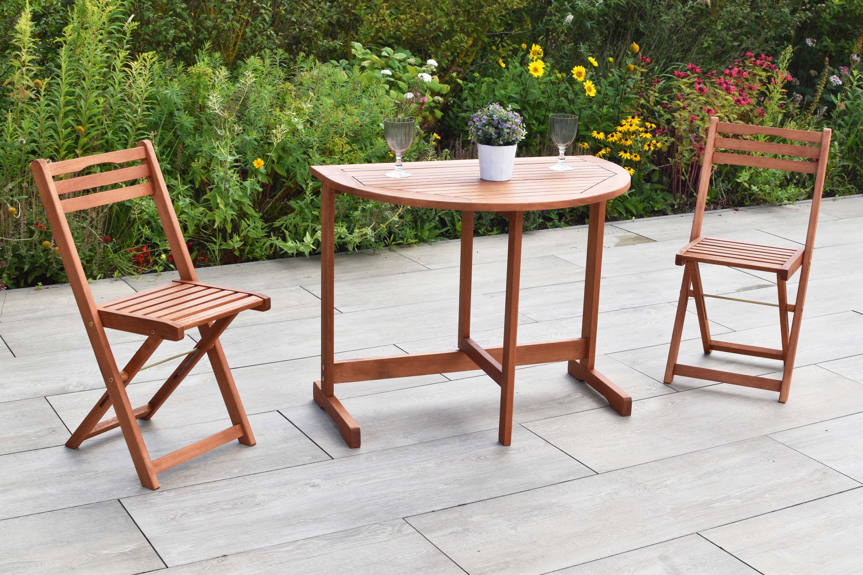 Porto Set, 3tlg., Klapptisch halbrund 90 x 60 cm Porto Set, 3tlg., Klapptisch halbrund 90 x 60 cm