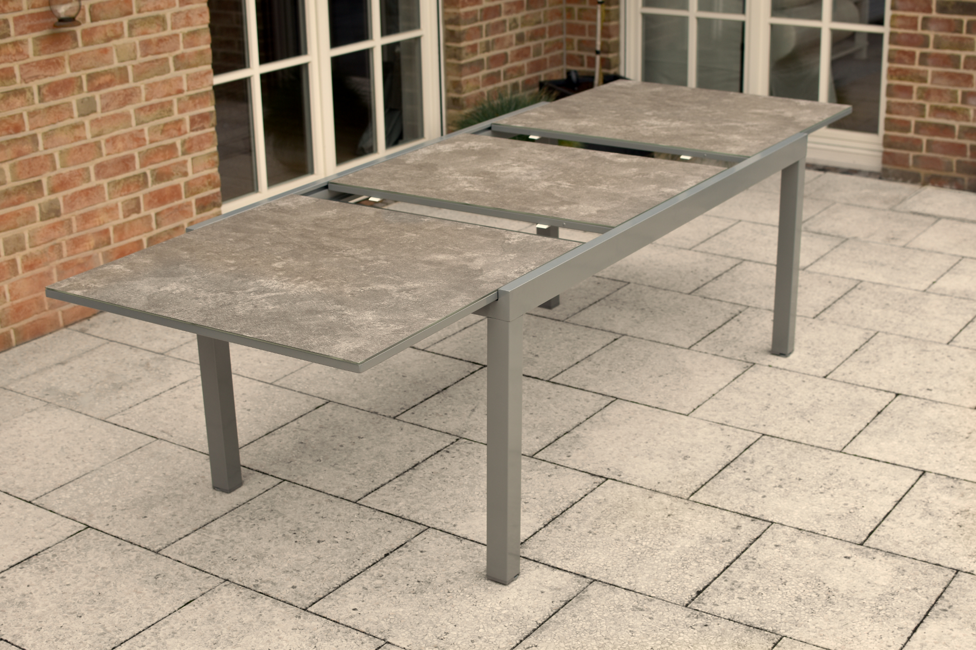 50333-330-4bP7yO4CP4MRgB Amaro Set, 9 tlg., 8 Stapelsessel, Ausziehtisch 180/250 x 100 cm, diamantbraun