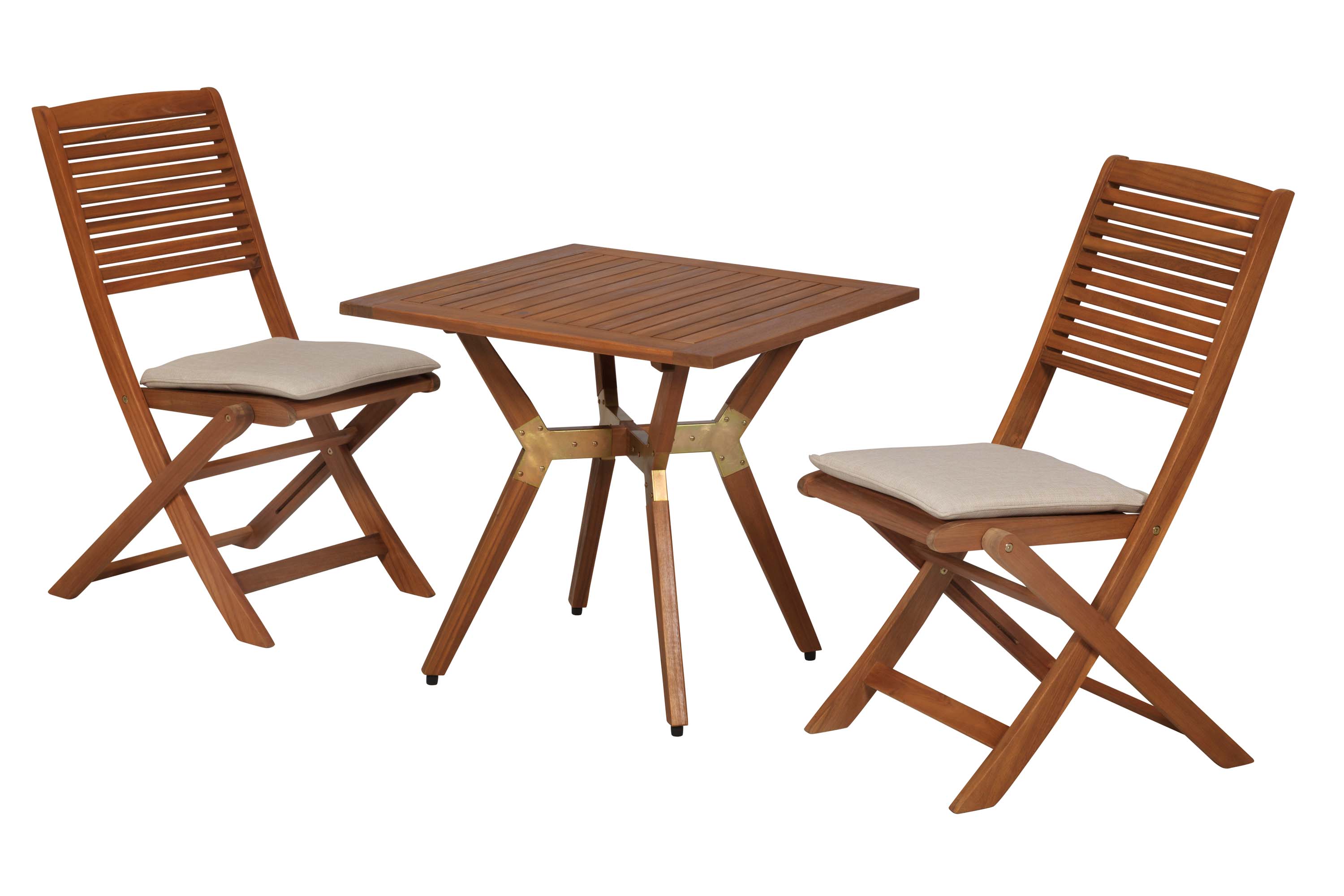 Bali Set 5tlg., 2 Klappstühle, Bistrotisch 70 x 70 cm, inkl. Kissen