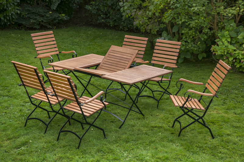 Schlossgarten-Set-7tlg-6x-24245-217-24247-217-NB-1 Schlossgarten Set 7tlg. Klappausziehtisch 100/150 x 90 cm