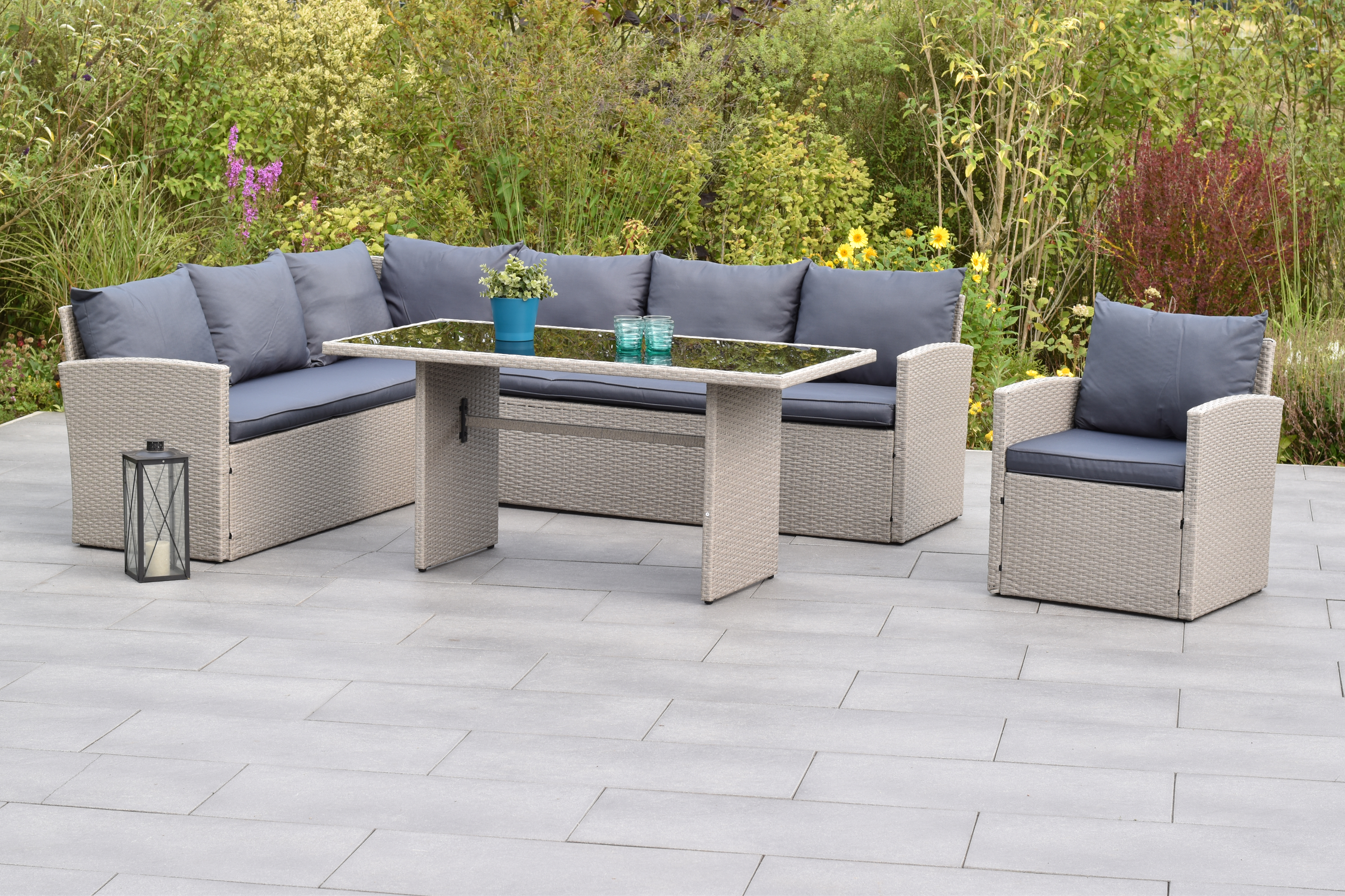 Lanzarote Eckset 3tlg., Tisch 145 x 70 cm 