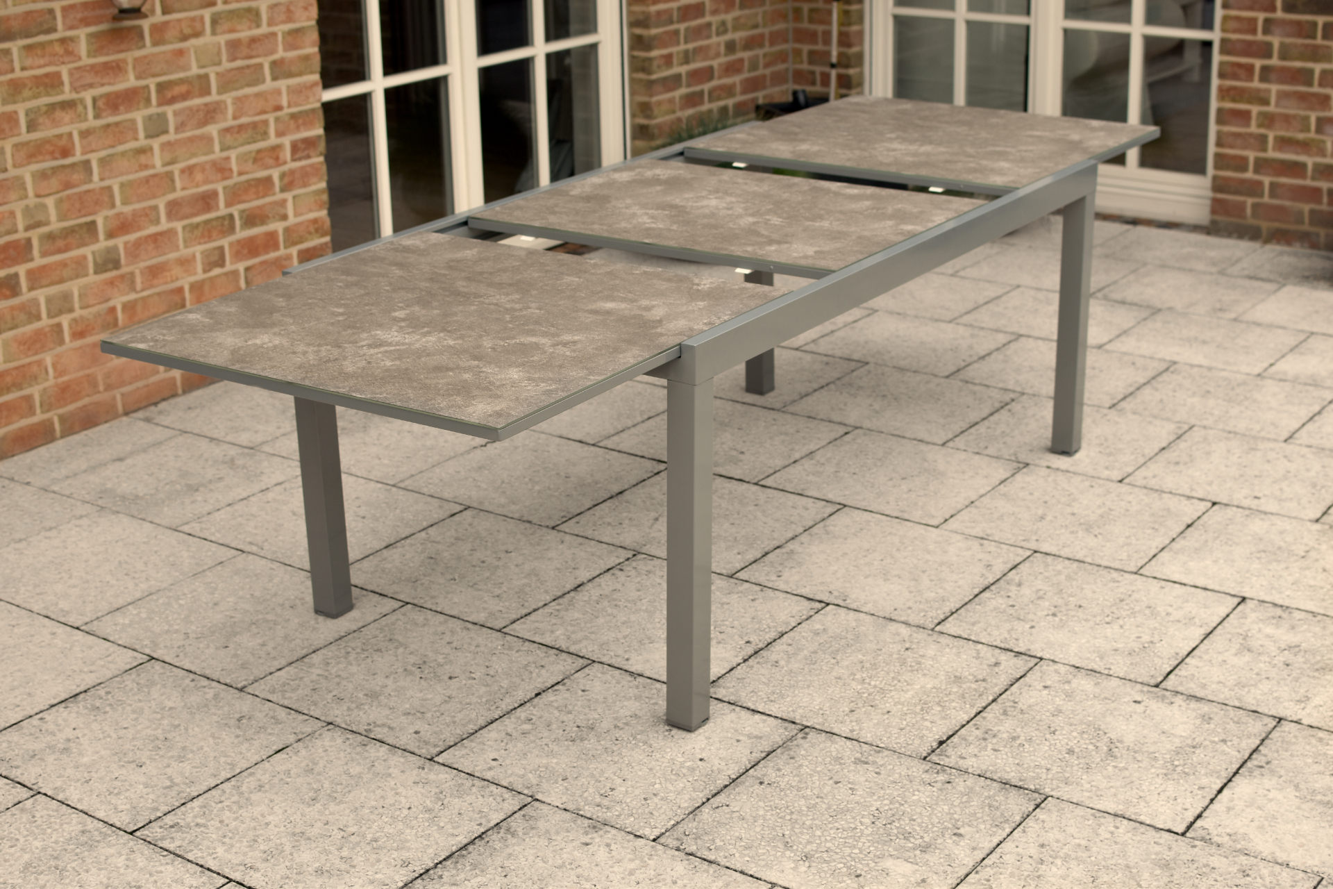 50333-330-5VCb32LNSvC608 Amaro Set, 9 tlg., 8 Stapelsessel, Ausziehtisch 180/250 x 100 cm, diamantbraun