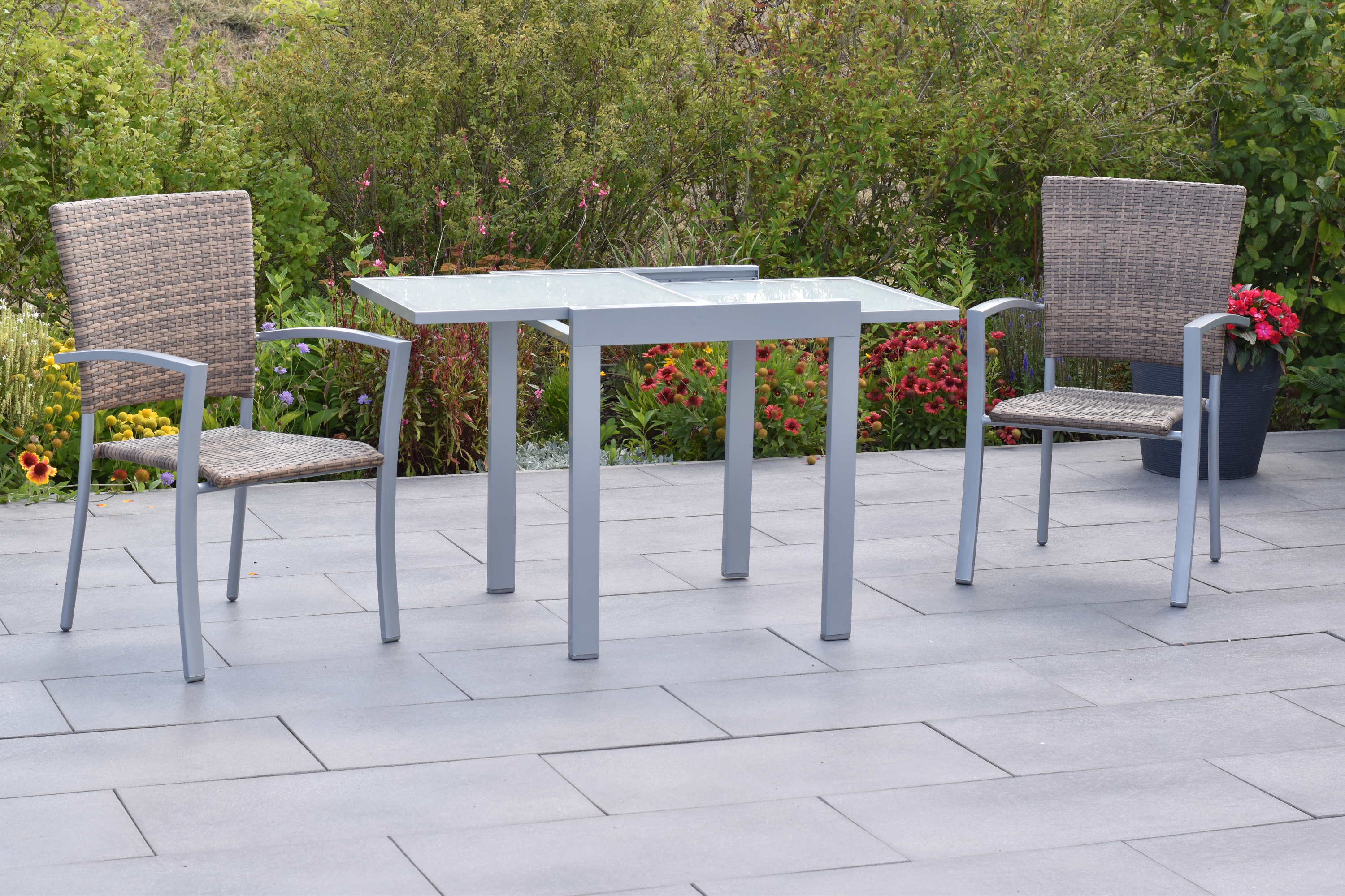 50889-228-3 Savona Set, 3tlg., Balkon-Ausziehtisch 65/130 x 65 cm