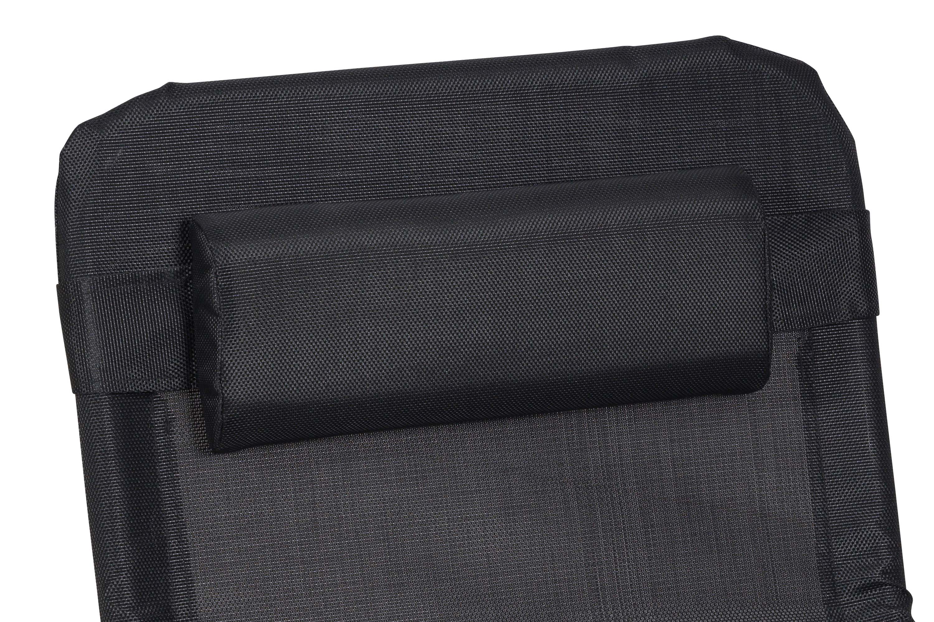 Deckchair, inkl. Kopfkissen, schwarz