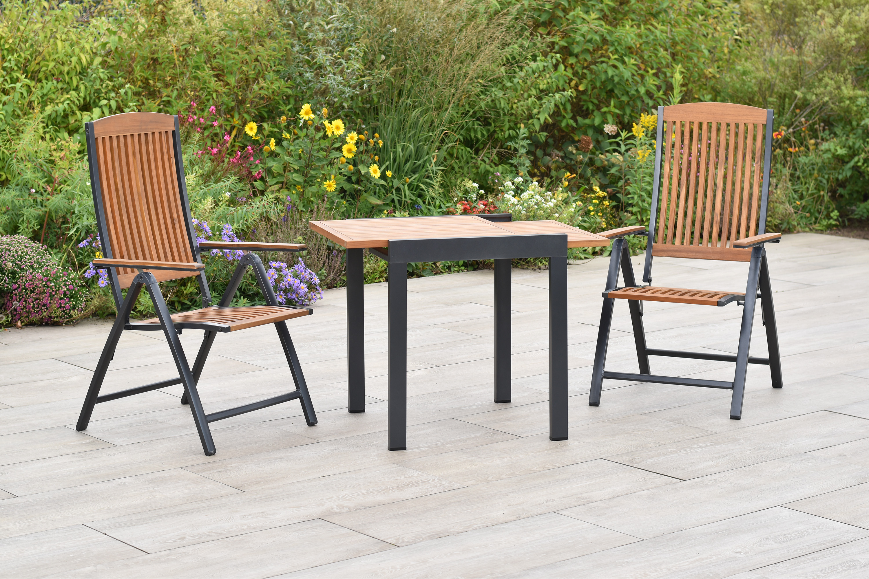 Athos Set, 3tlg., Balkonausziehtisch 65 x 65/130 cm Athos Set, 3tlg., Balkonausziehtisch 65 x 65/130 cm