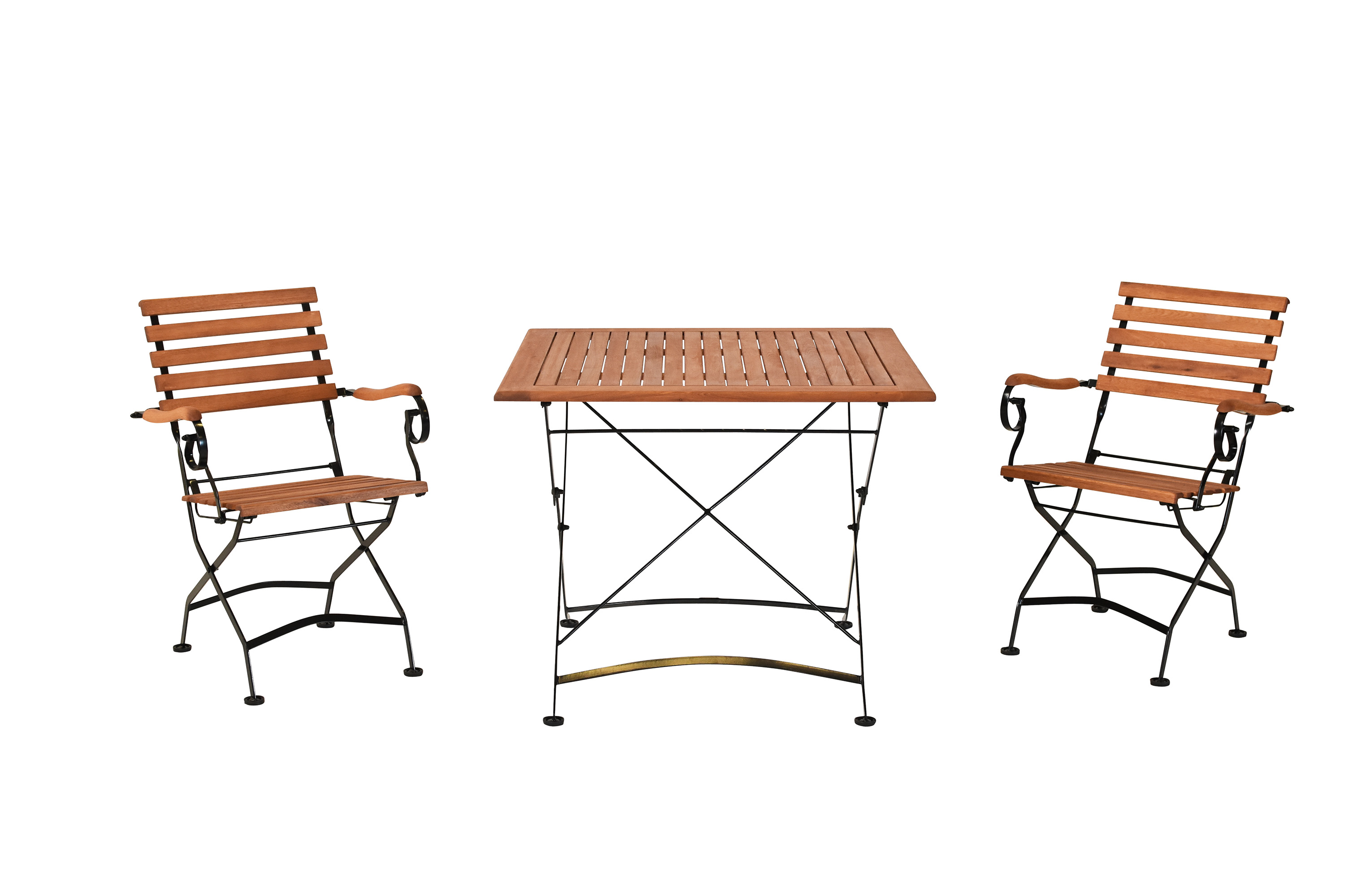 Schlossgarten Set 3tlg., 2 Klappsessel, Klapptisch 90 x 90 cm
