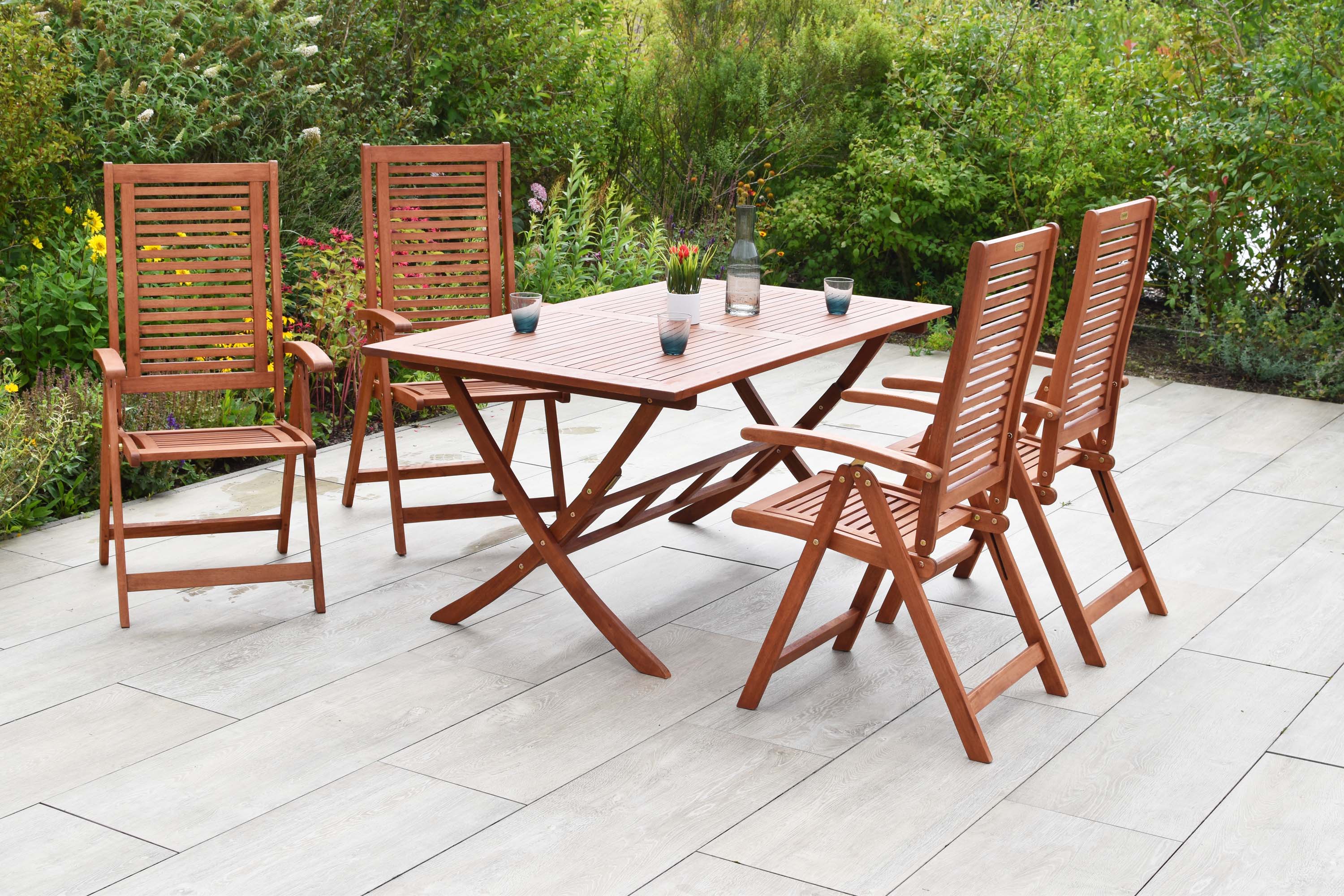 Cordoba Set 5tlg., 4 Klappsessel, Klapptisch 160 x 90 cm