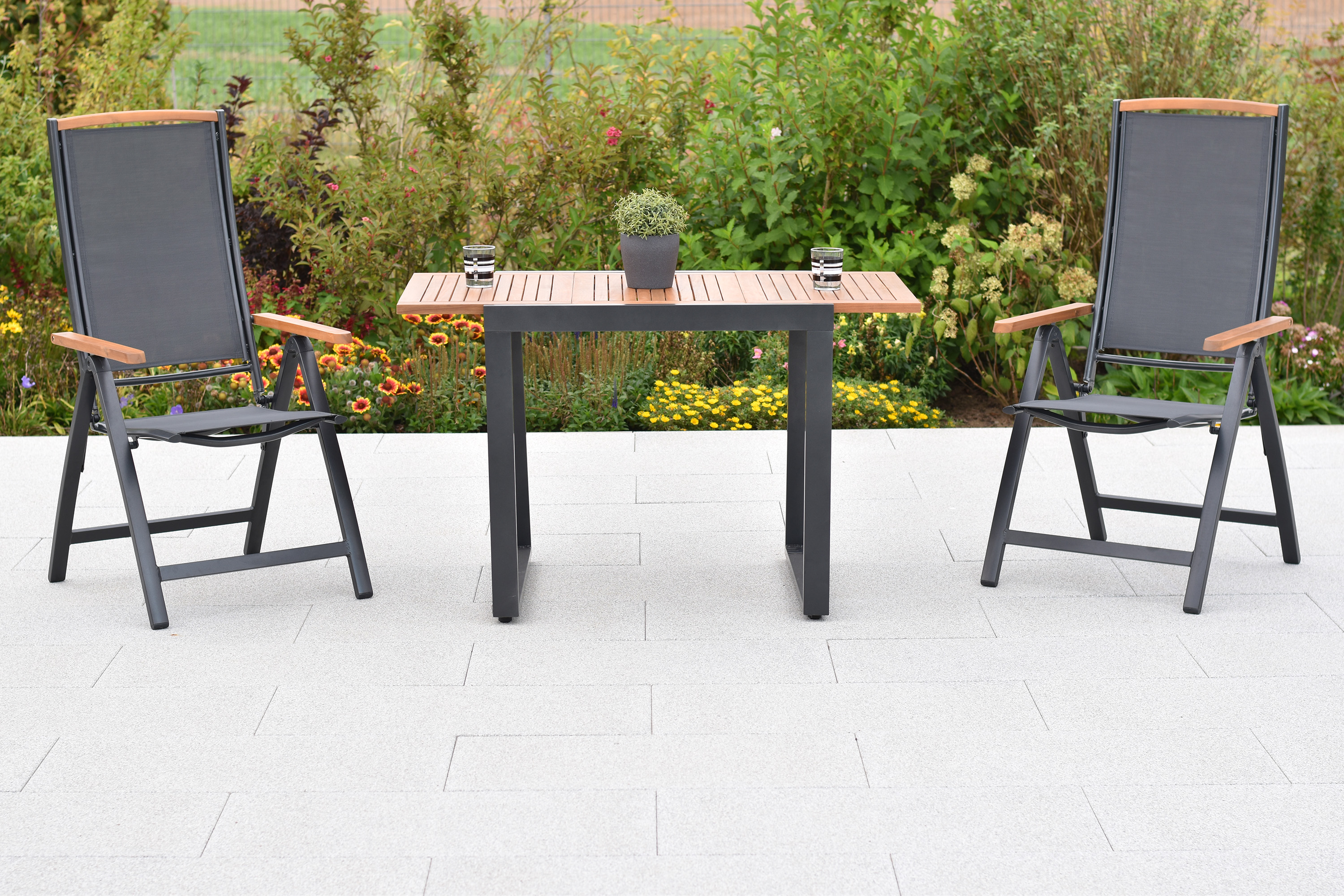Siena Set, 3tlg., Balkonausziehtisch 80/120 x 70 cm Siena Set, 3tlg., Balkonausziehtisch 80/120 x 70 cm
