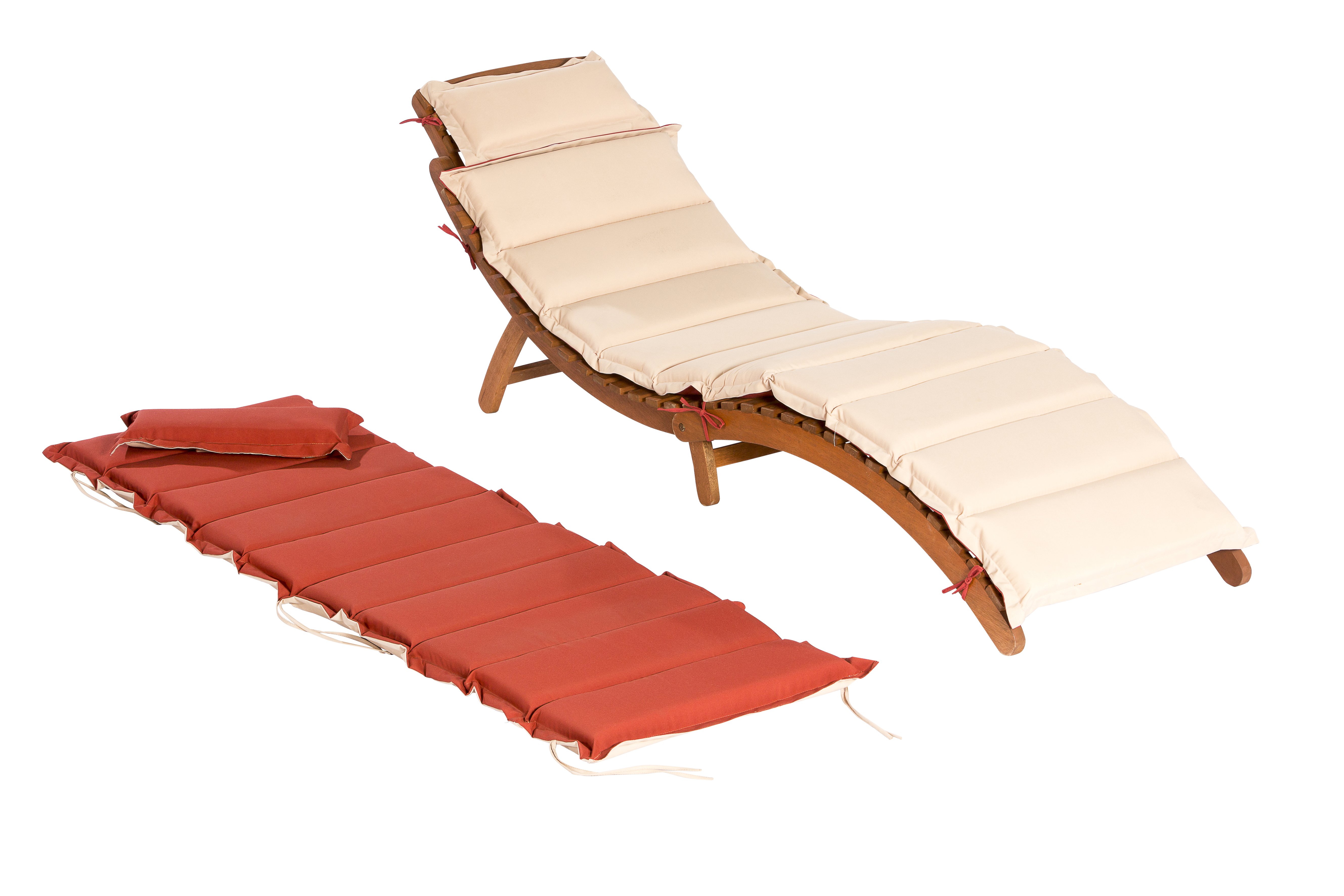 Ipanema Set 2tlg., 1 Liege, Hocker 50 x 50 cm, inkl. Kissen, rot/beige