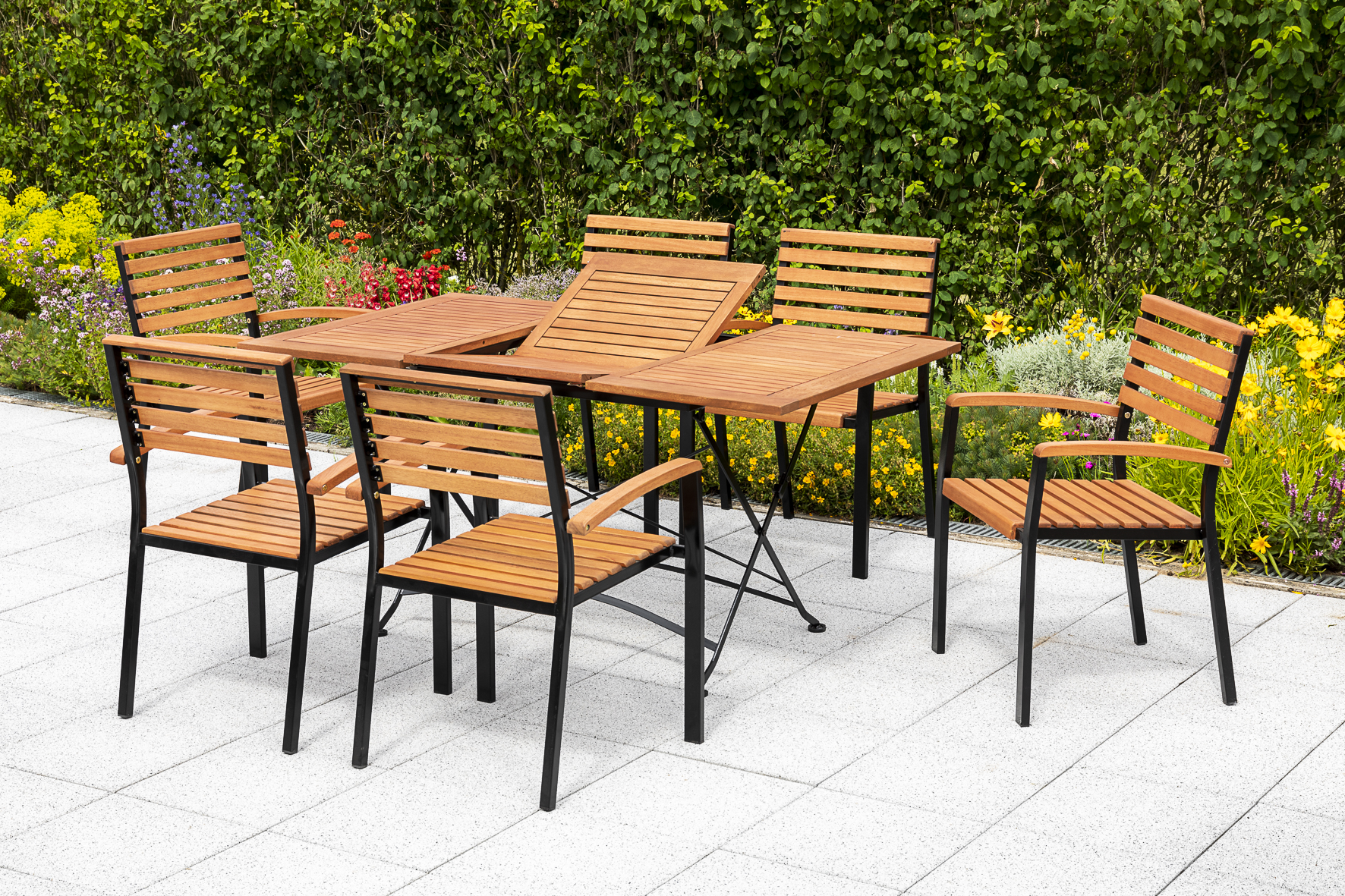 50159-217-1 Schlossgarten Set 7tlg. Klappausziehtisch 100/150 x 90 cm
