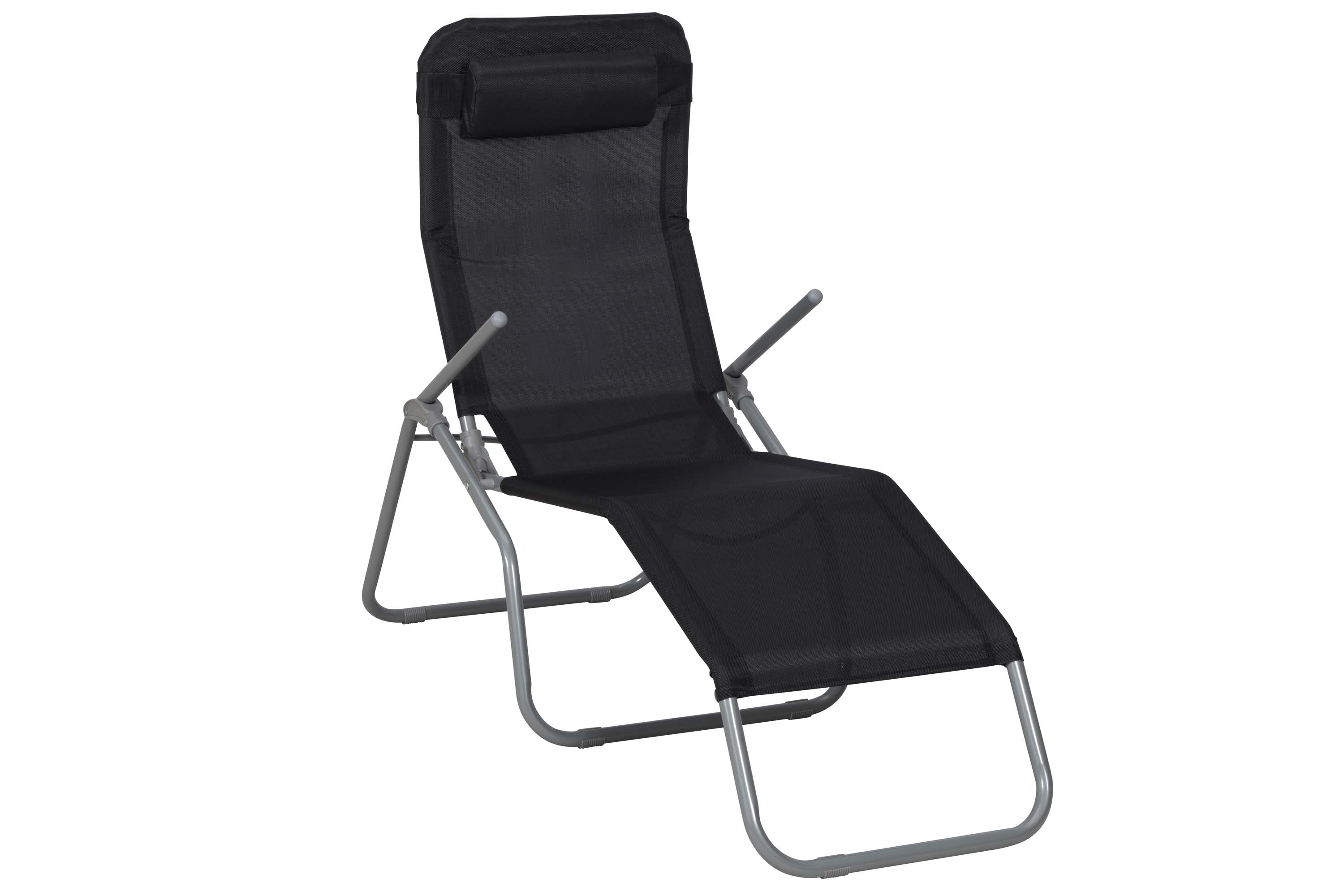 Wellnessliege XXL inkl. Kopfkissen, schwarz