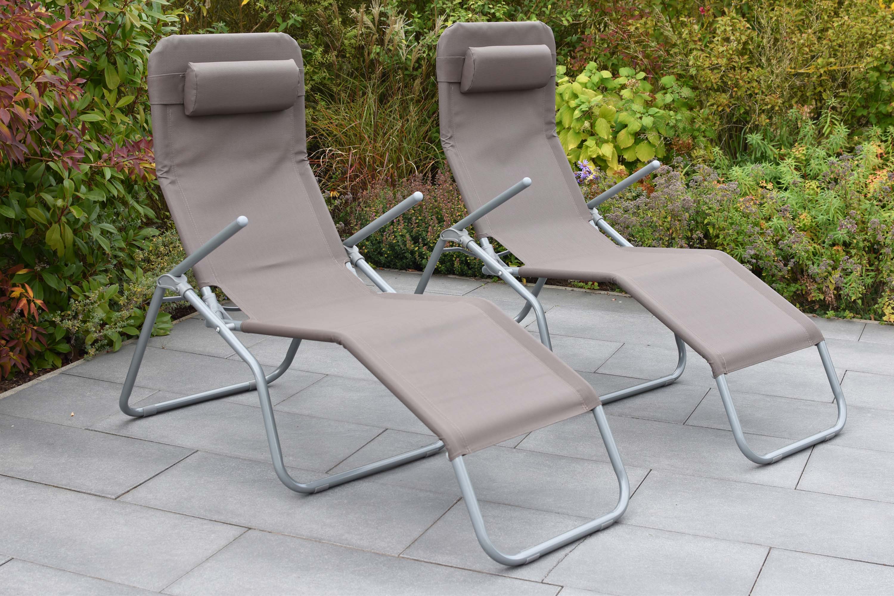 Wellnessliege XXL inkl. Kopfkissen, 2er Set, taupe