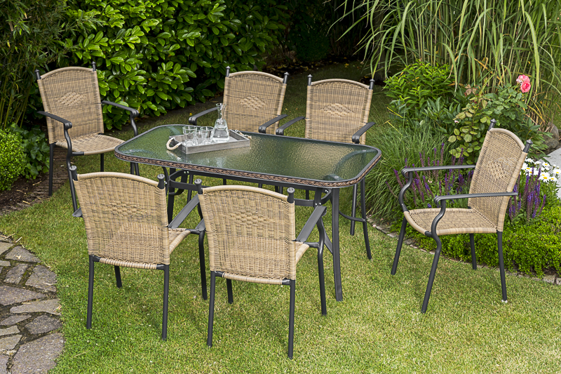 Roma-Set-7tlg-natur-6x-28190-211-28197-211-NB Roma Set 7tlg. Tisch 150 x 80 cm