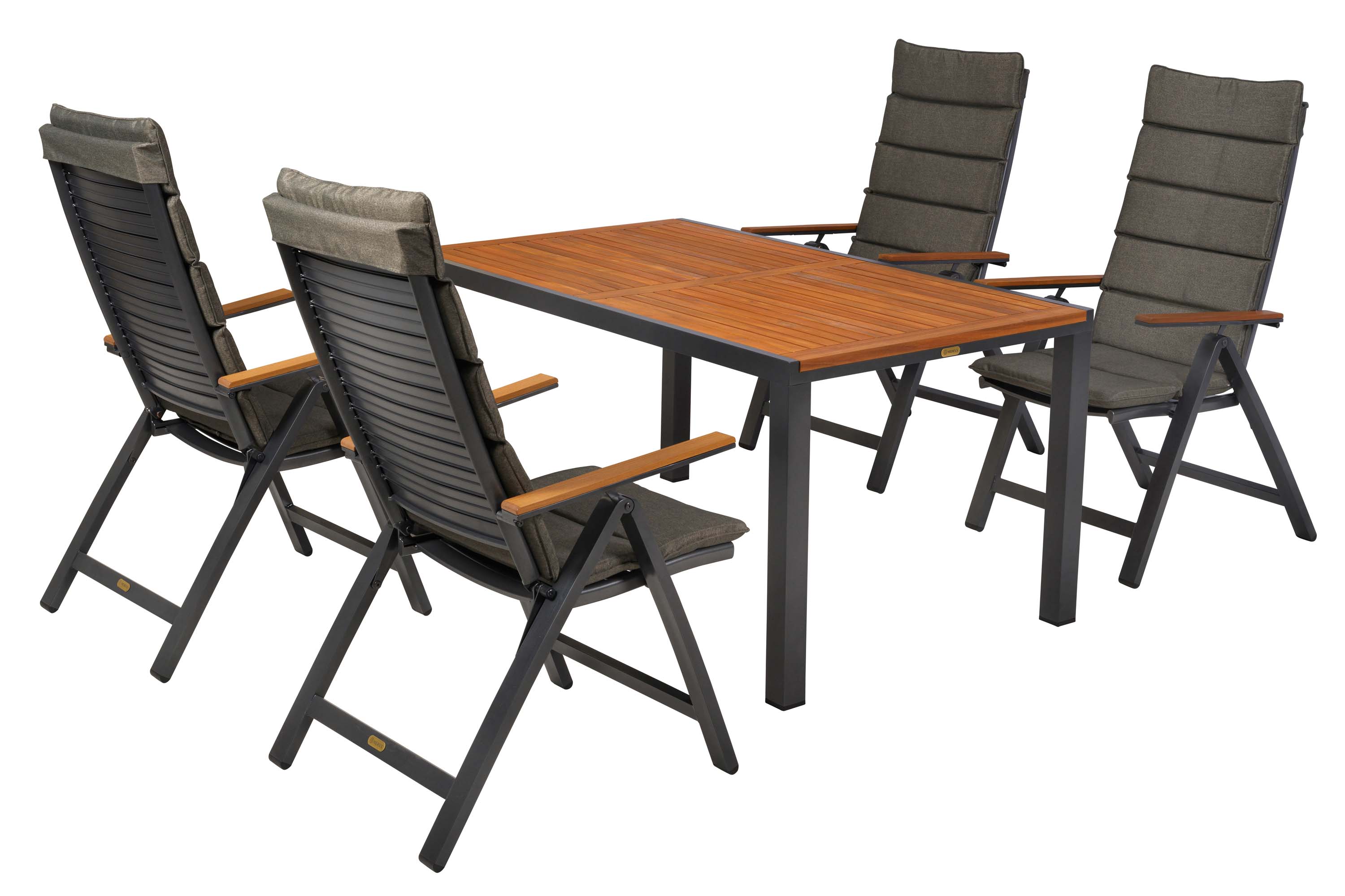 Astros Set 9tlg., 4 Klappsessel, Tisch 150 x 90 cm, inkl. Kissen Astros Set 9tlg., 4 Klappsessel, Tisch 150 x 90 cm, inkl. Kissen