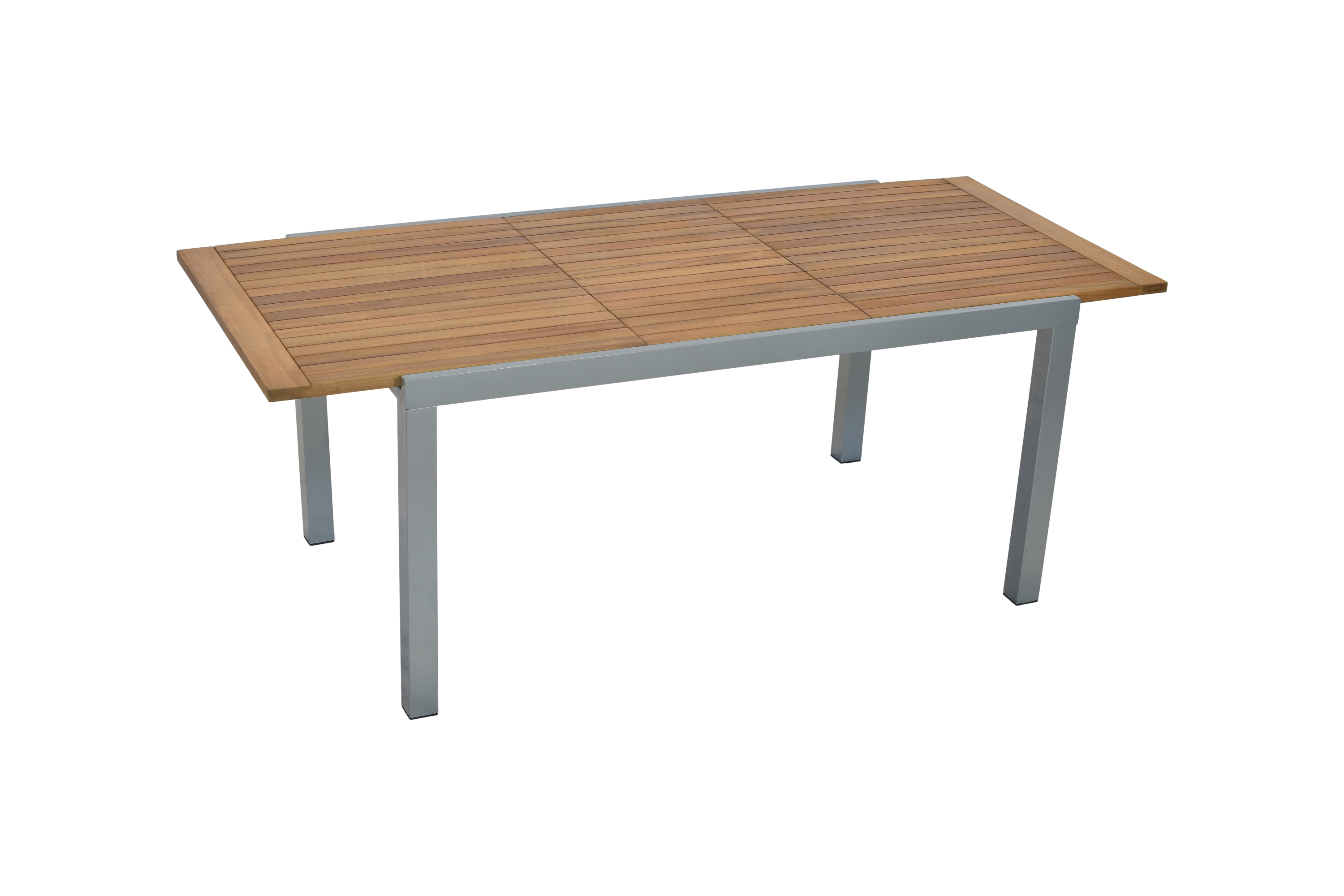 Naxos Set 5tlg., 4 Klappsessel, Ausziehtisch 150 (200) x 90 cm, silber Naxos Set 5tlg., 4 Klappsessel, Ausziehtisch 150 (200) x 90 cm, silber
