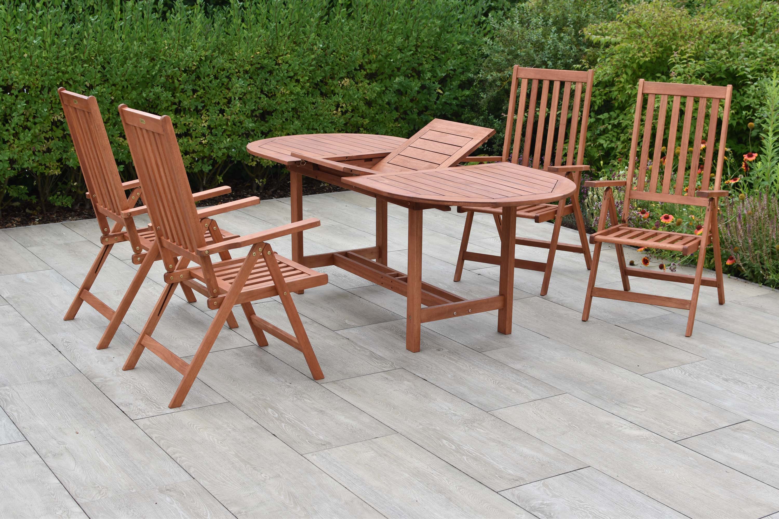 Vitoria Set 5tlg., 4 Klappsessel, Ausziehtisch 160/210 x 90 cm