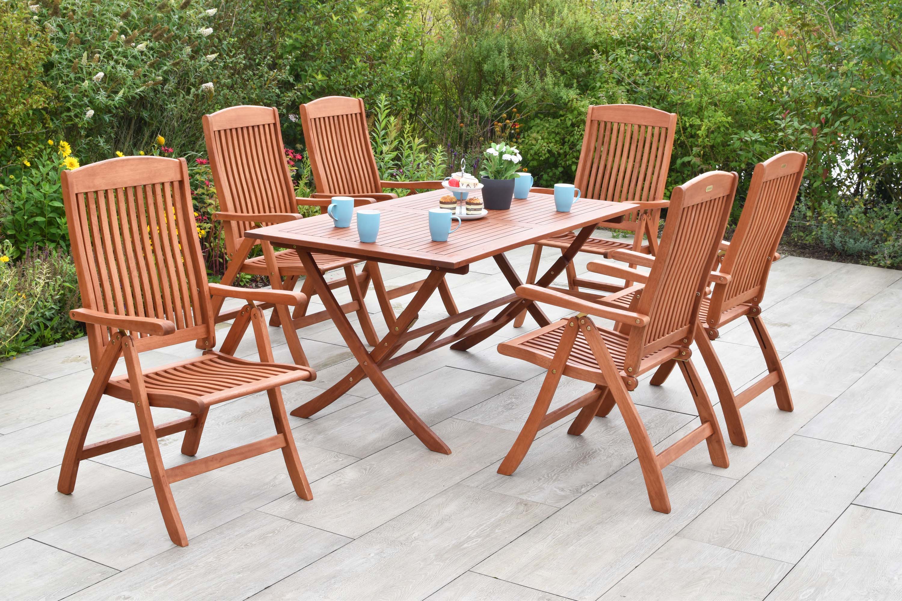 Maracaibo Set 7tlg., 6 Klappsessel, Klapptisch 160 x 90 cm