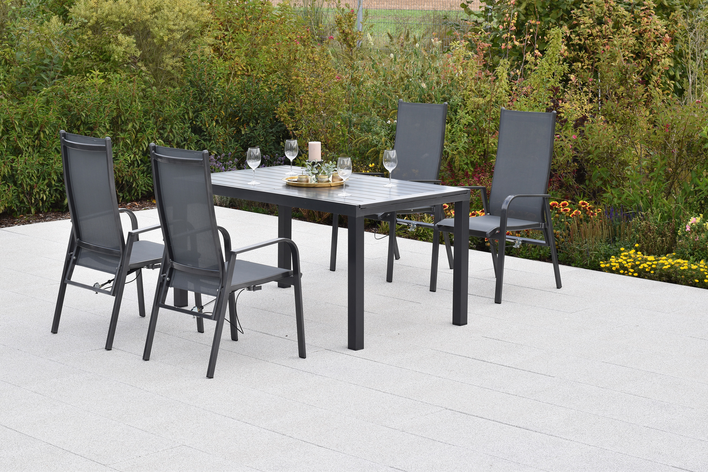 Alassio Set, 5tlg., Ausziehtisch 150/200 x 90 cm Alassio Set, 5tlg., Ausziehtisch 150/200 x 90 cm