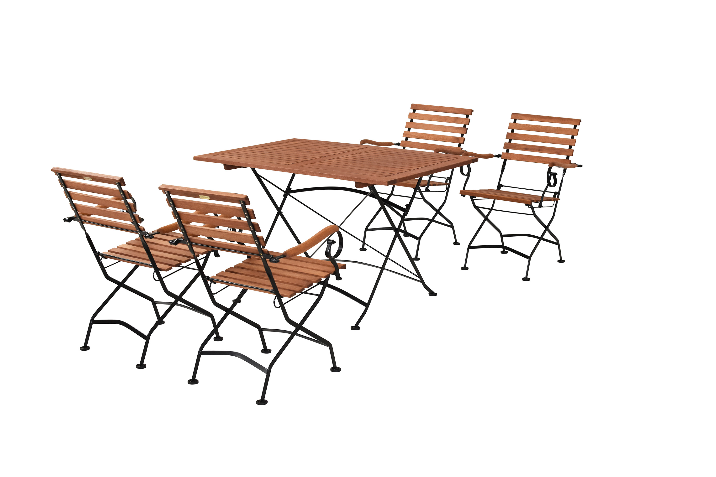 Schlossgarten Set 5tlg., 4 Klappsessel, Tisch 120 x 80 cm