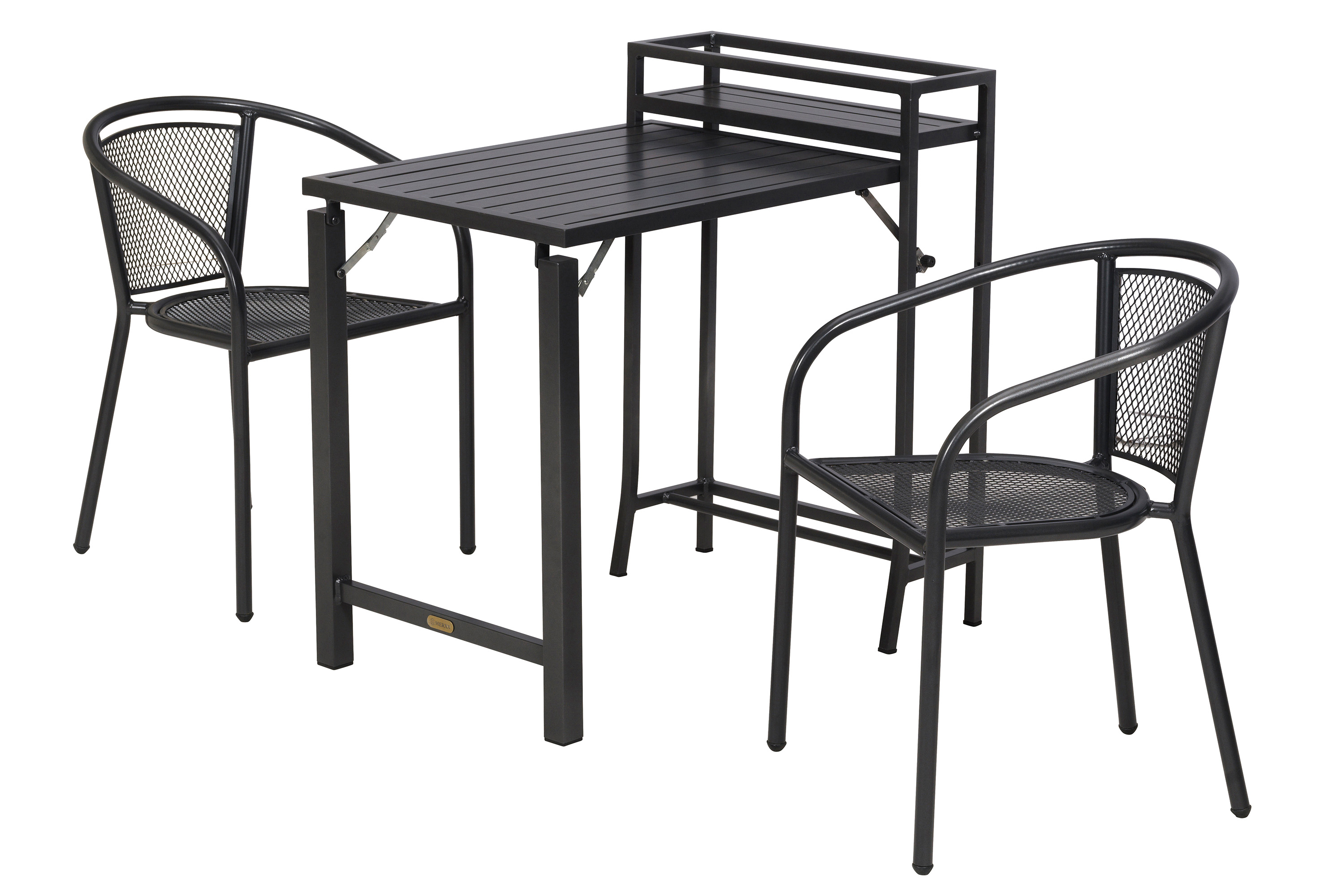 Delos Set 3tlg., 2 Bistrosessel, stapelbar, Balkonklappentisch 23/91 x 60 cm