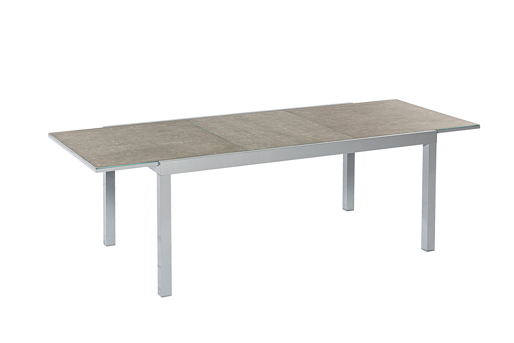 Semi-Ausziehtisch, 180/250 x 100 cm, silber