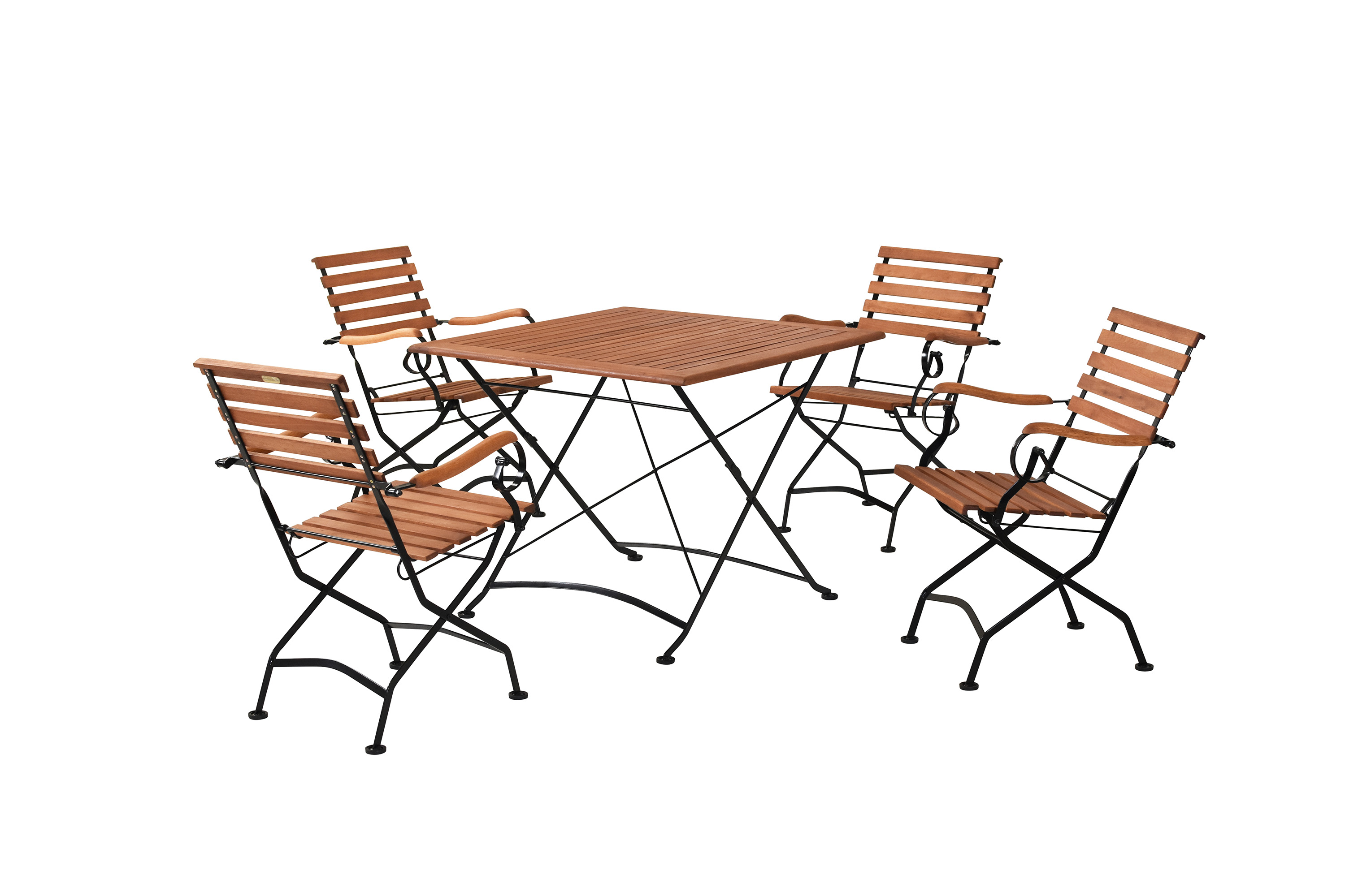 Schlossgarten Set 5tlg., 4 Klappsessel, Klapptisch 90 x 90 cm Schlossgarten Set 5tlg., 4 Klappsessel, Klapptisch 90 x 90 cm