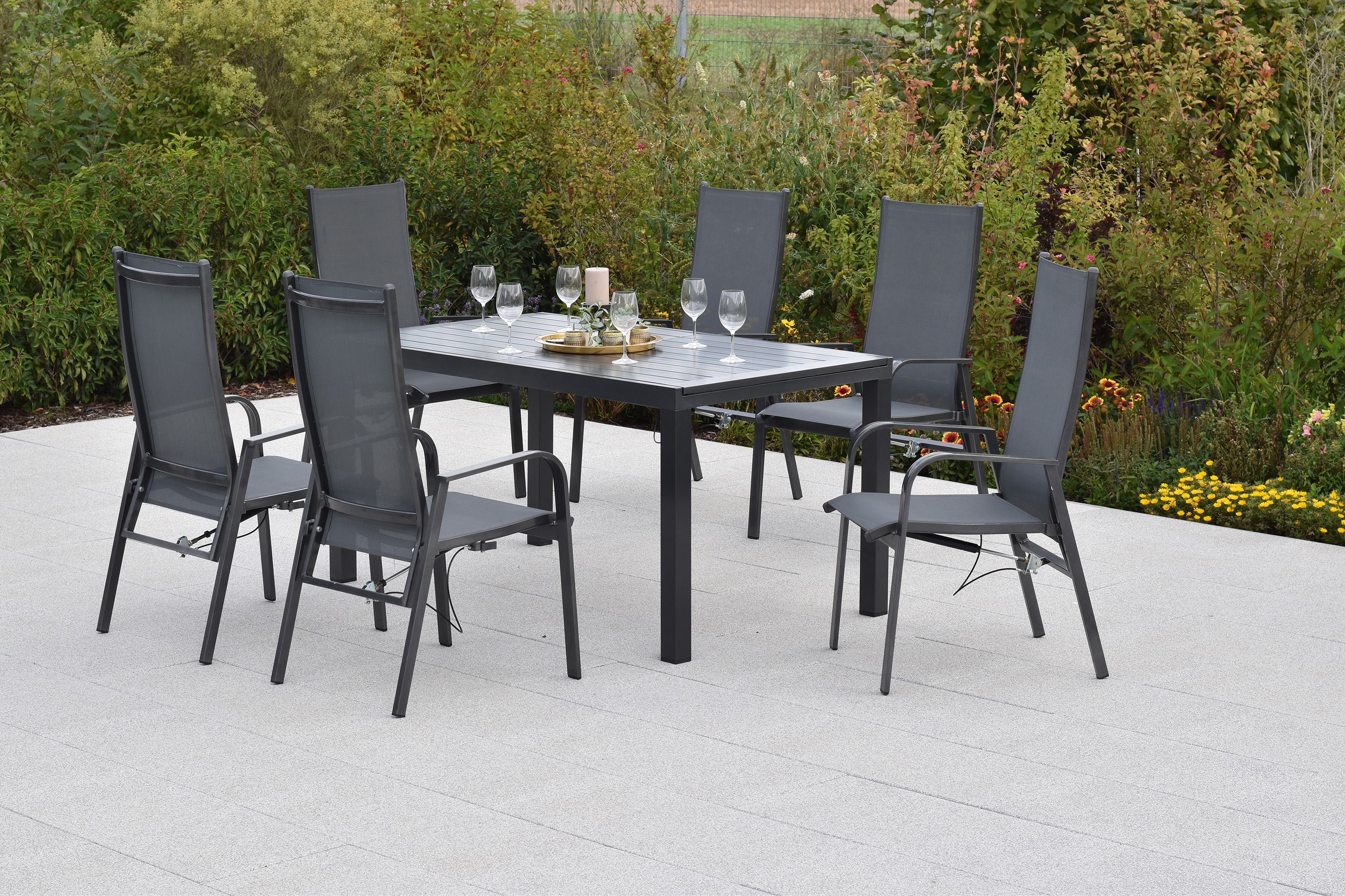 Alassio Set, 7tlg,. Ausziehtisch 150/200 x 90 cm Alassio Set, 7tlg,. Ausziehtisch 150/200 x 90 cm