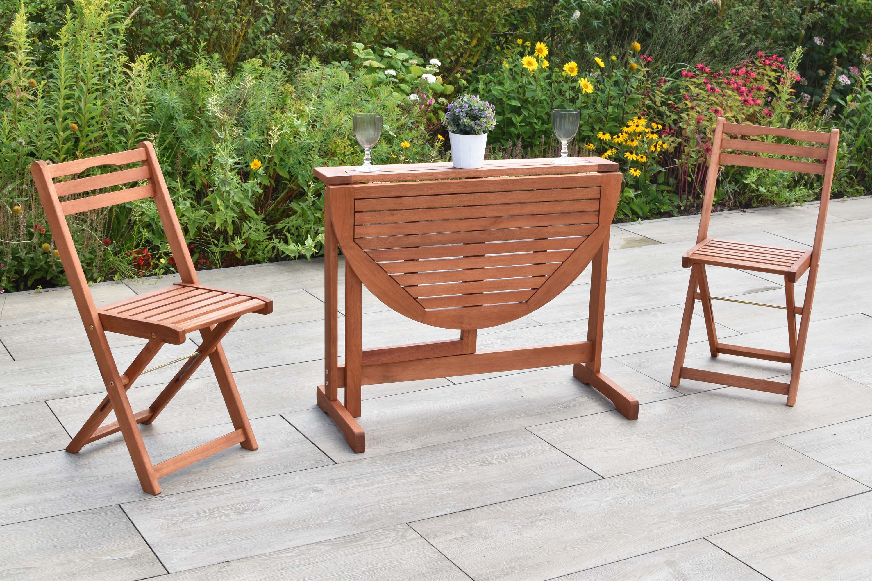 Porto Set, 3tlg., Klapptisch halbrund 90 x 60 cm Porto Set, 3tlg., Klapptisch halbrund 90 x 60 cm