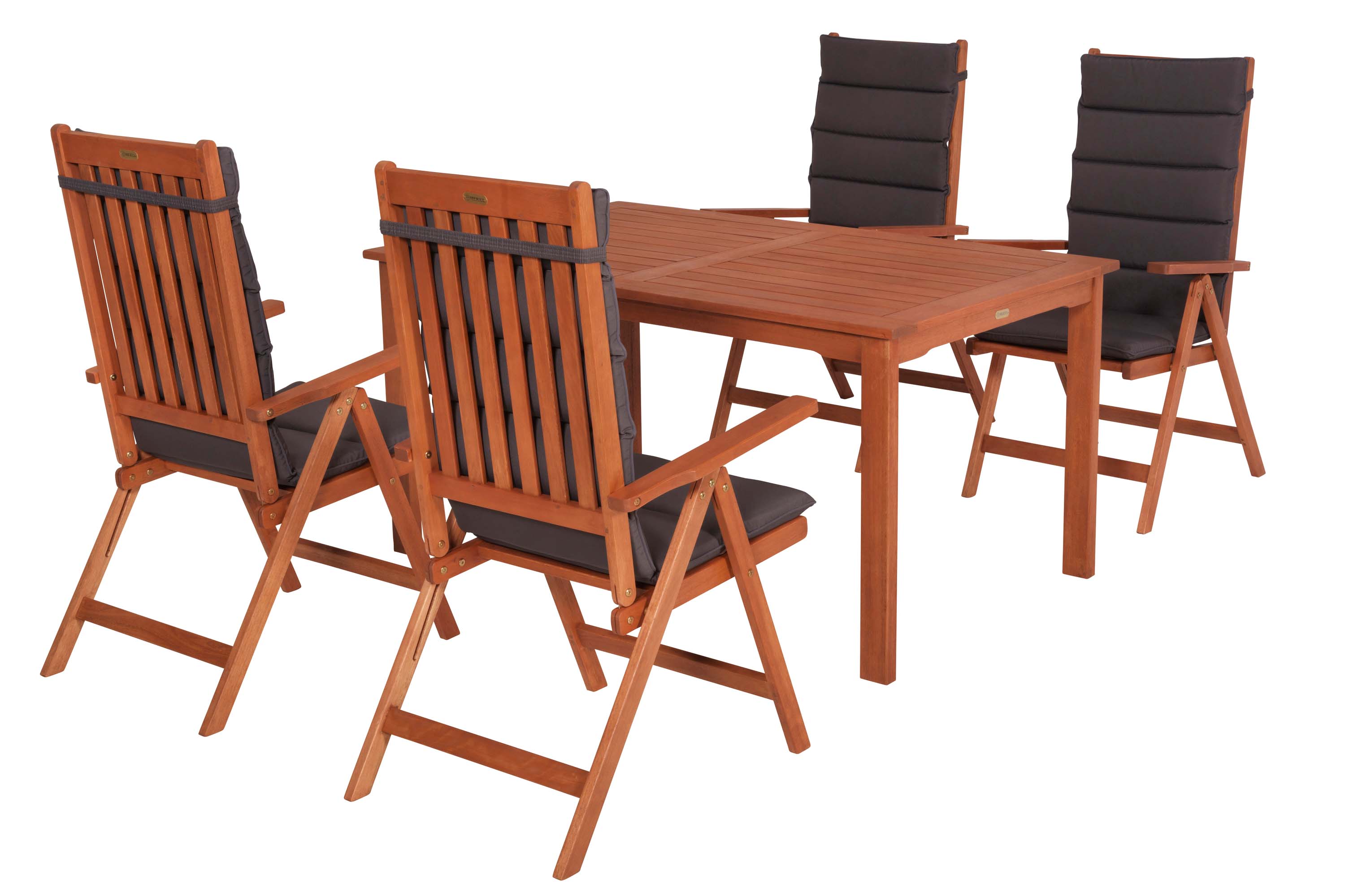 Vitoria Set 9tlg., 4 Klappsessel, Tisch 150 x 90 cm, inkl. Kissen