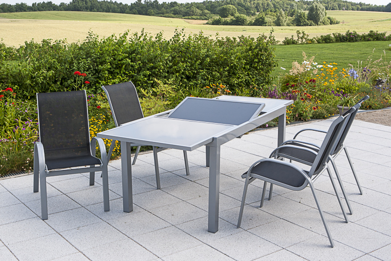 Amalfi-Set-5tlg-schwarz-4x-26310-317-26451-219-NB-2 Amalfi Set 5tlg. Ausziehtisch 160/200 x 90 cm