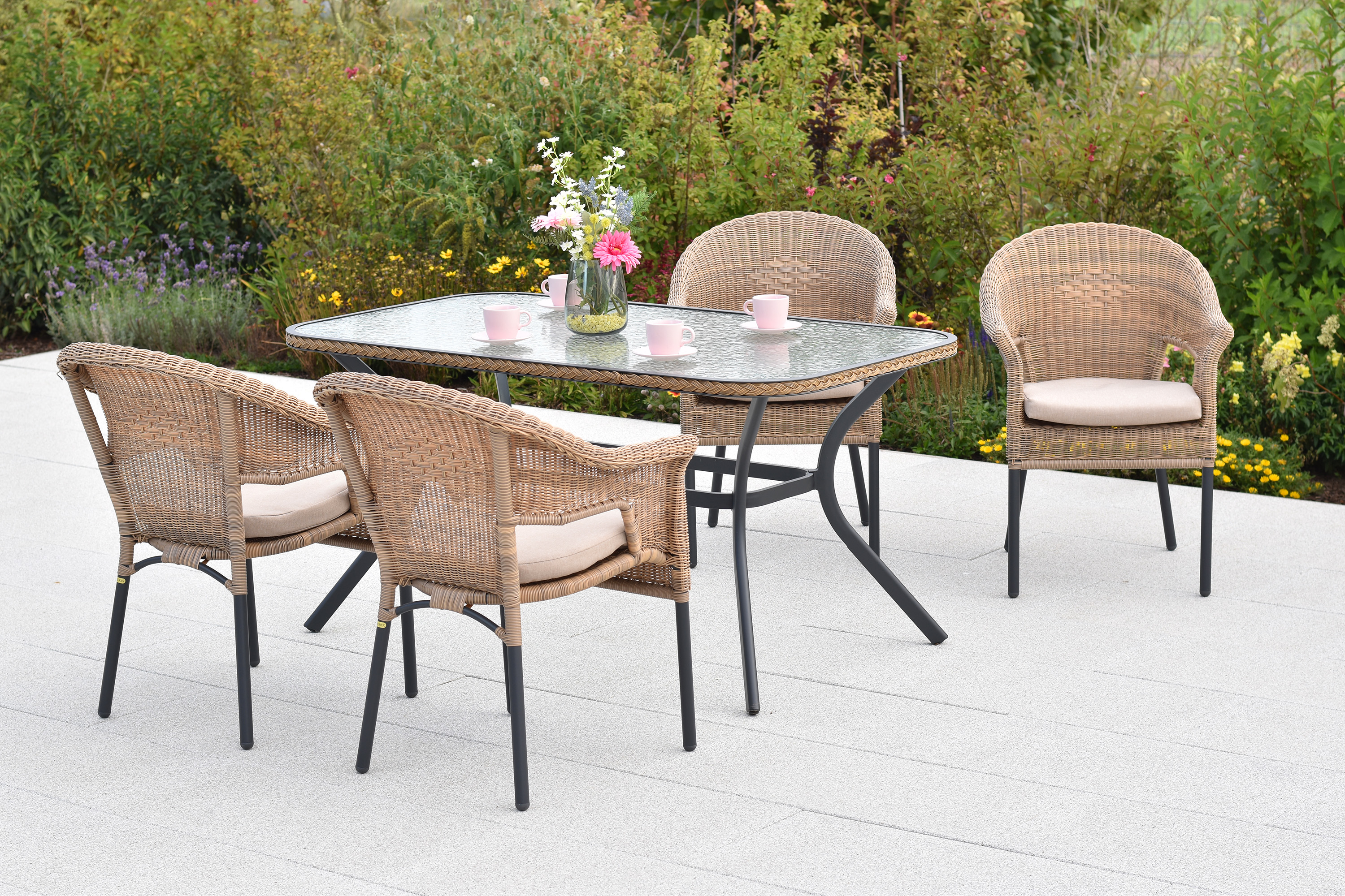 Ravenna Set, 9tlg., Tisch 150 x 85 cm, inkl. Kissen, beige Ravenna Set, 9tlg., Tisch 150 x 85 cm, inkl. Kissen, beige