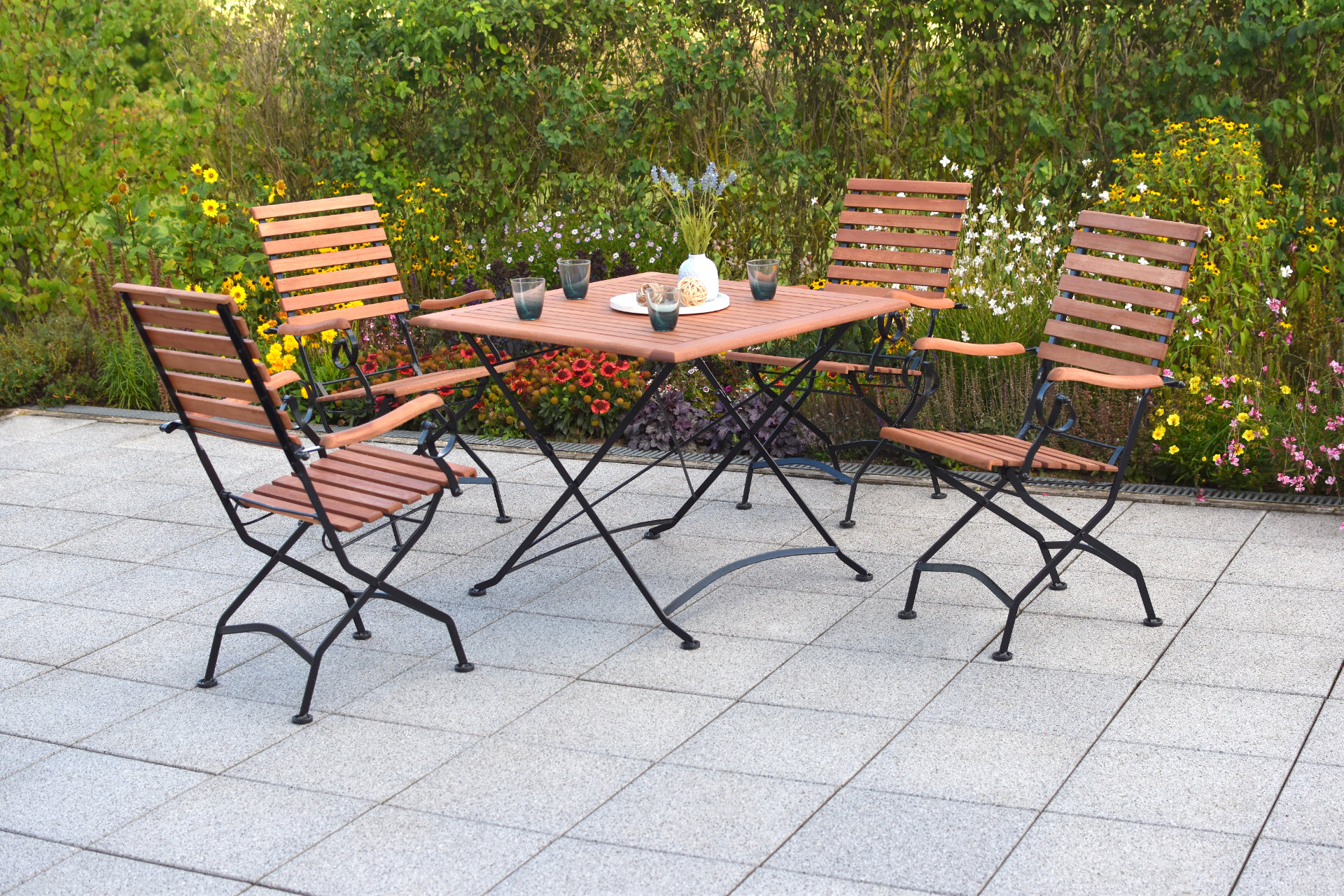Merxx Schlossgarten Set 5tlg. Klapptisch 90 x 90 cm
