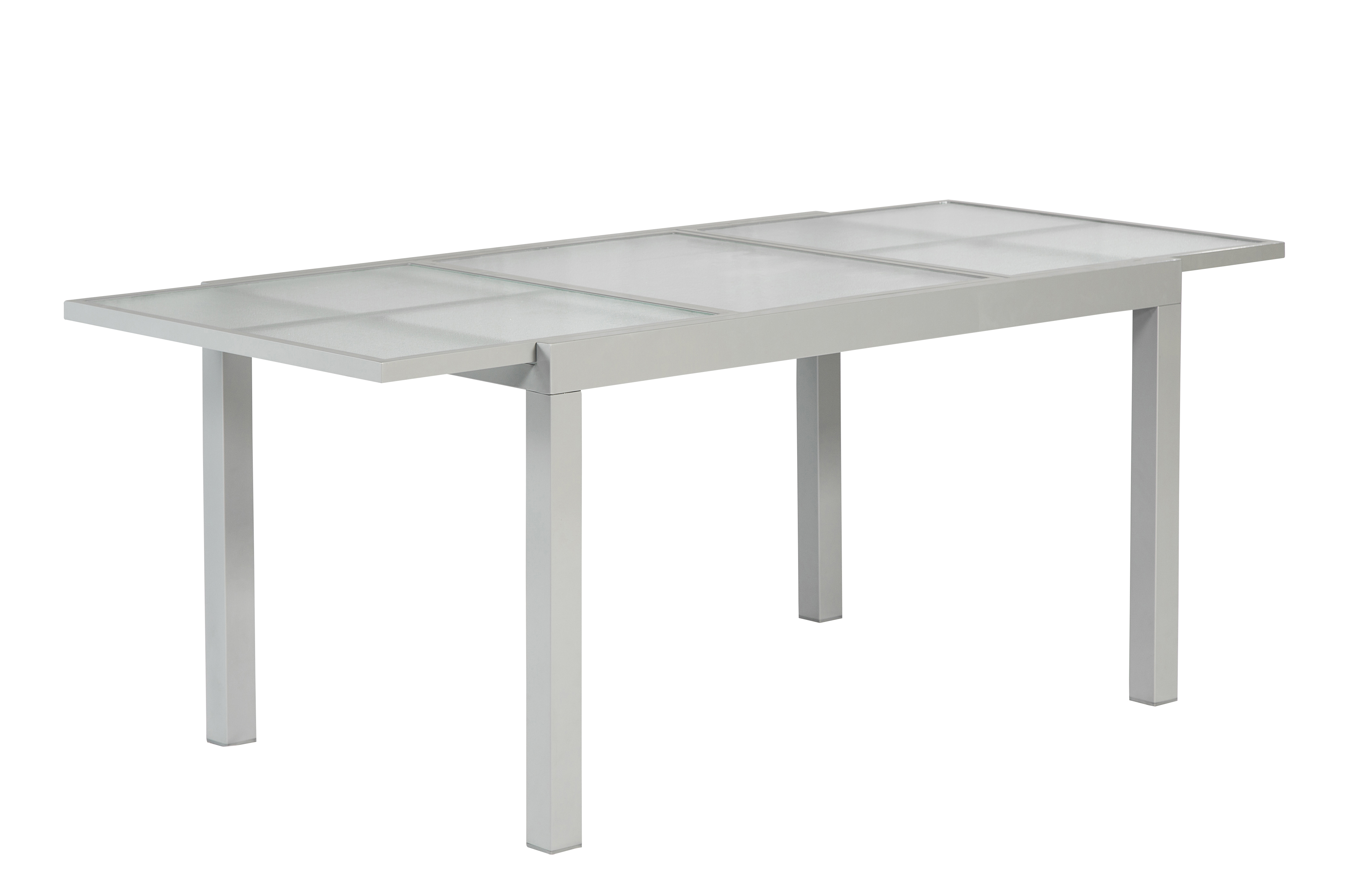 50886-325-7 Milano Set, 7tlg., 6 Stapelsessel, Ausziehtisch 120/180 x 90 cm, silber/taupe