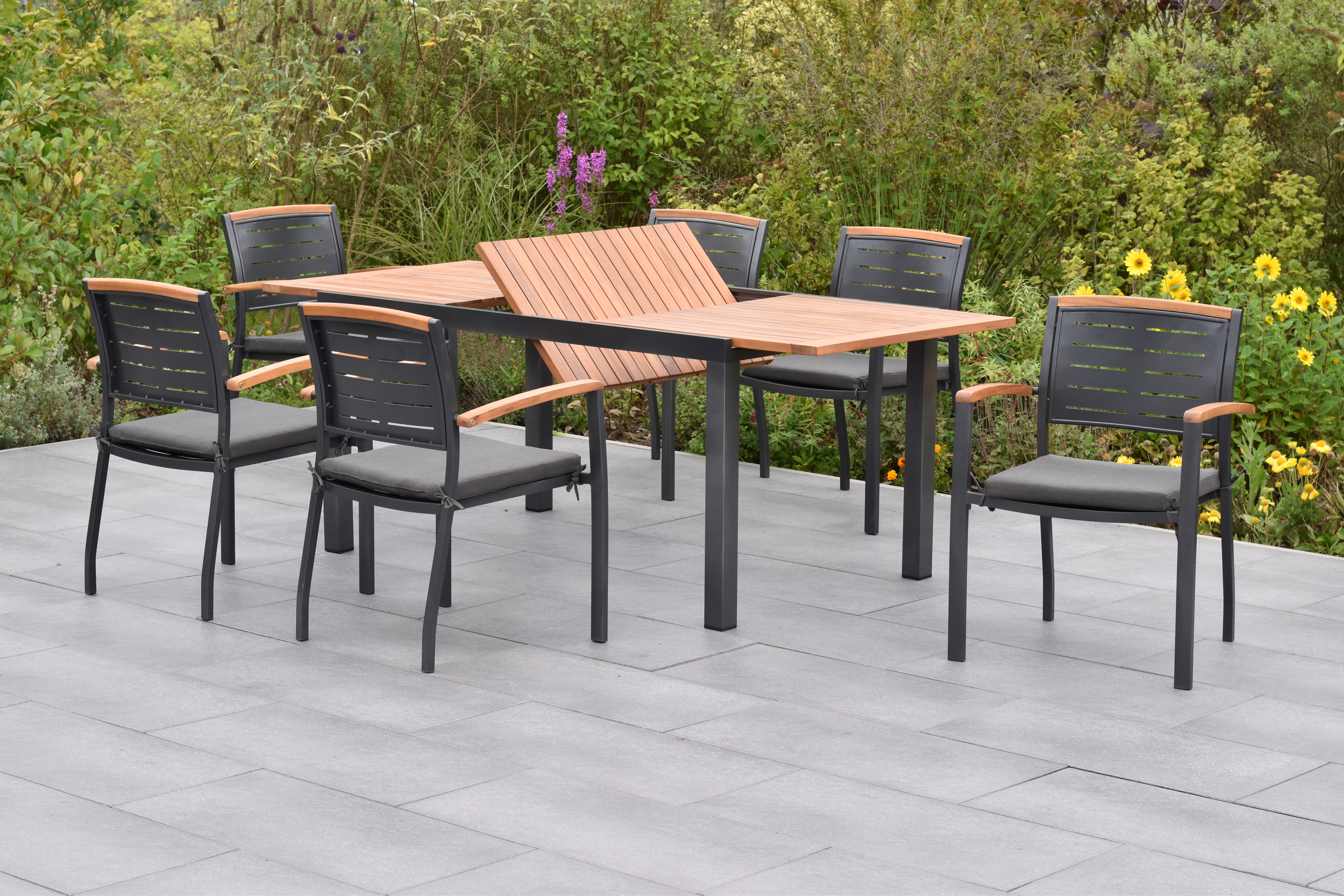 50814-800-3 Tinos Set, 13tlg., Ausziehtisch 150/200 x 90 cm, inkl. Kissen