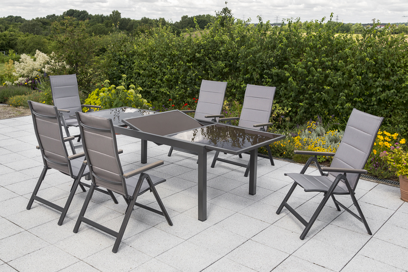 Trivero-Set-7tlg-6x-26390-217-26462-209-NB-3 Trivero Set, 7tlg., 6 Klappsessel, Ausziehtisch 140/200 x 90 cm