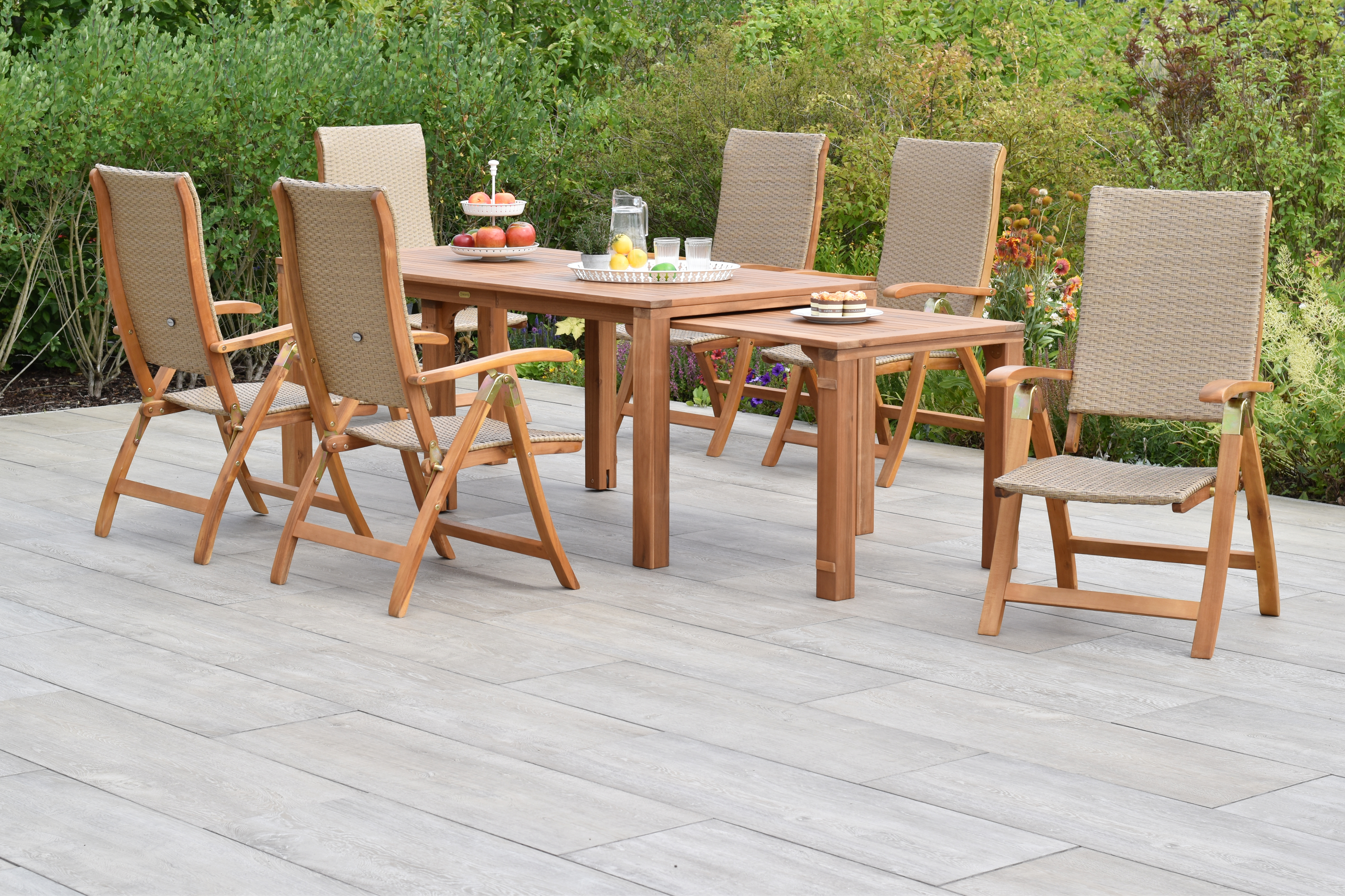 Capri Set, 7tlg., Flex Ausziehtisch 185/362.5 x 90/73.5 x 76/ 70 cm Capri Set, 7tlg., Flex Ausziehtisch 185/362.5 x 90/73.5 x 76/ 70 cm