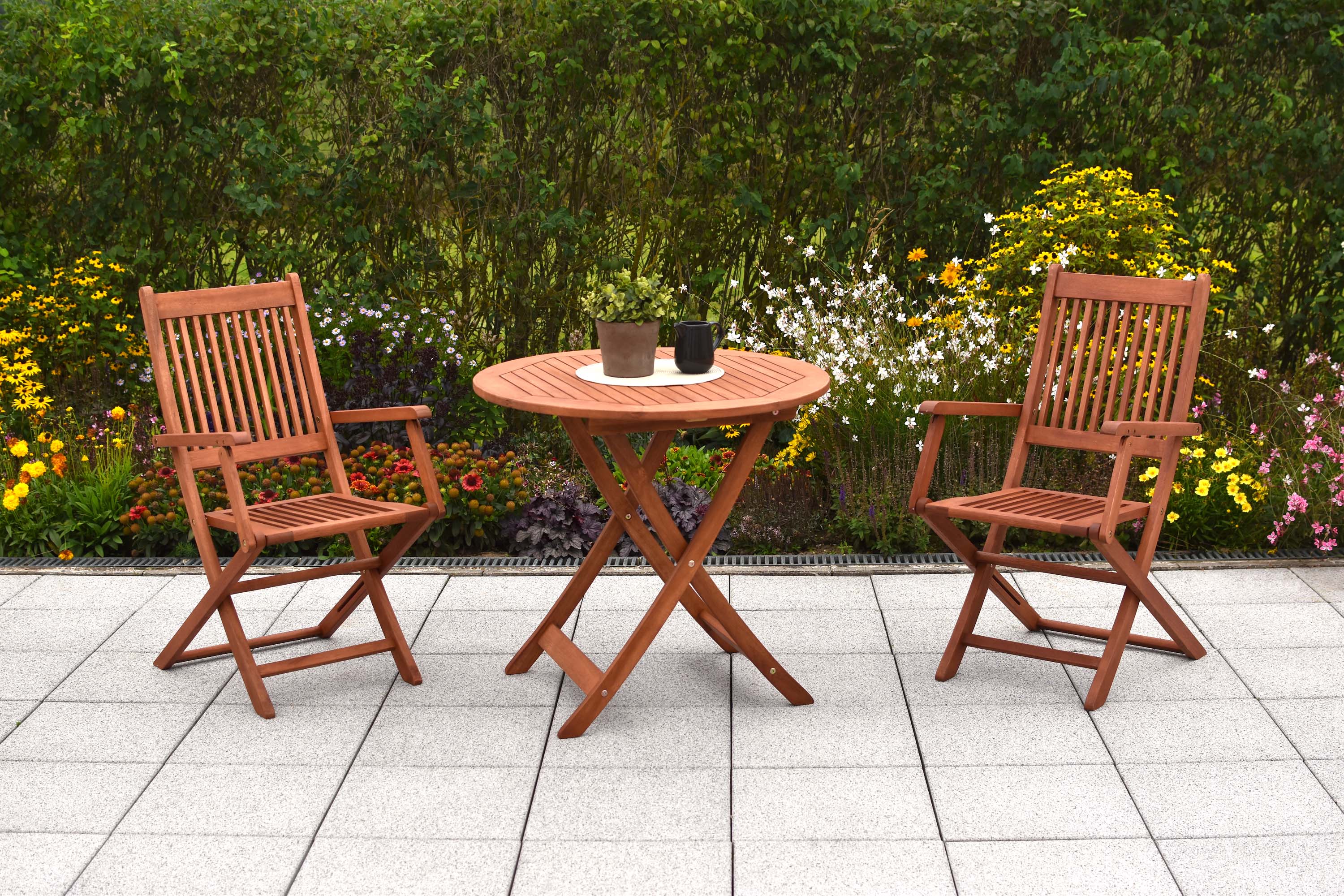 Rio Set 3tlg., 2 Klappsessel, Tisch Ø 65 cm Rio Set 3tlg., 2 Klappsessel, Tisch Ø 65 cm