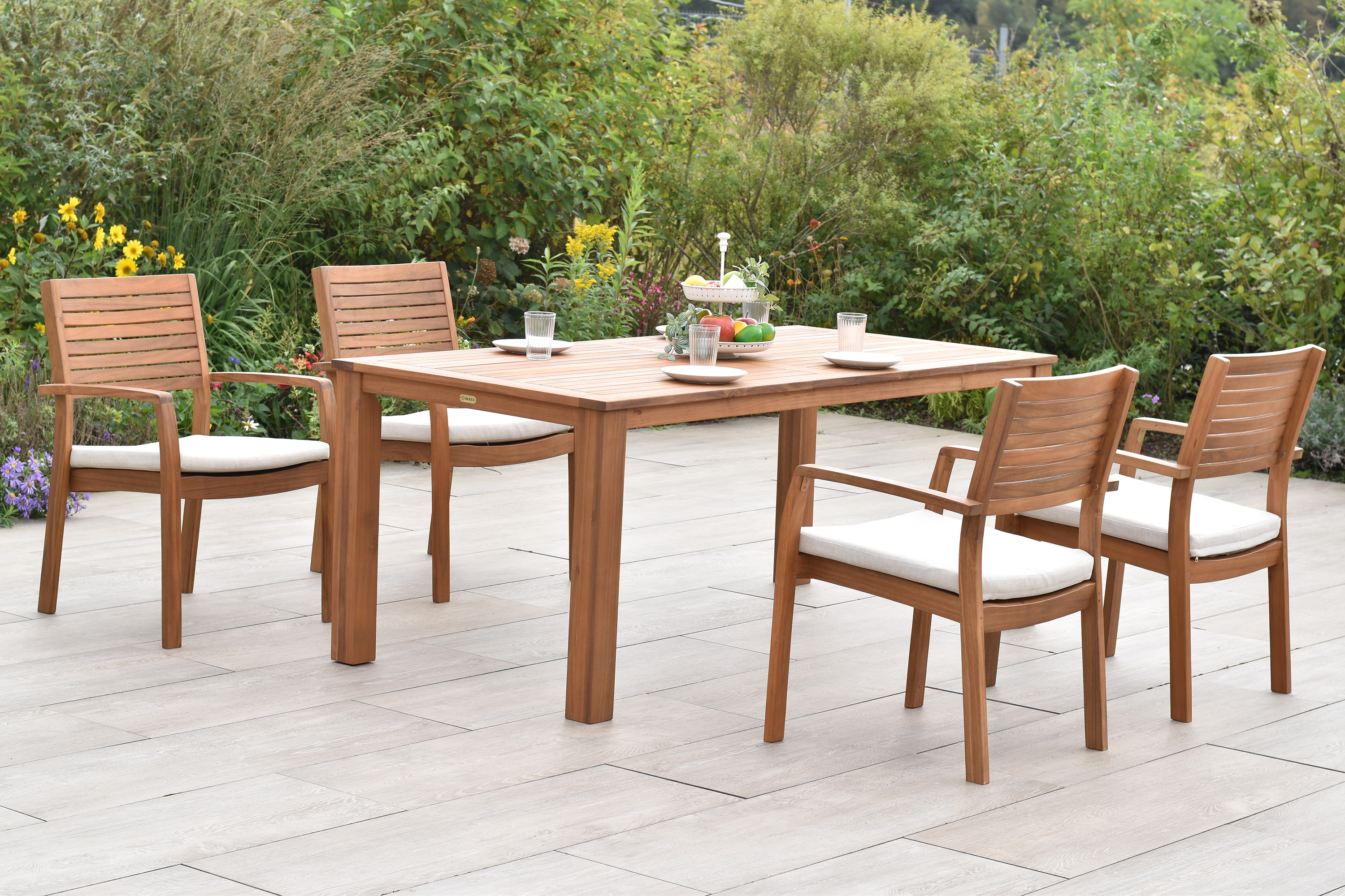 Batavia Set, 9tlg., Tisch 185 x 90 cm, inkl. Kissen, 