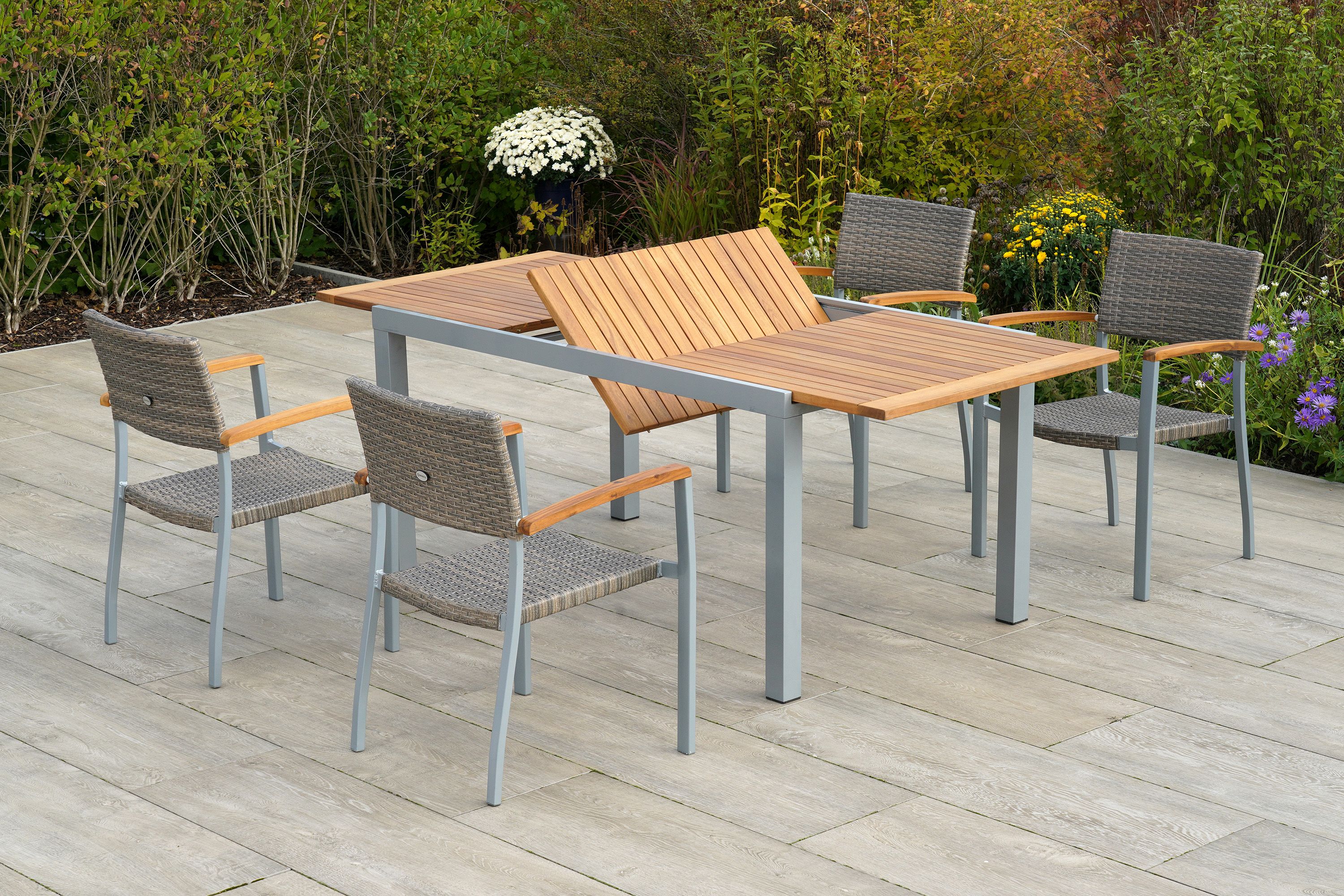 Silano-Set-5tlg-4x-28150-258-21605-219-SS-HD-3 Silano Set, 5tlg., Ausziehtisch 150/200 x 90 cm